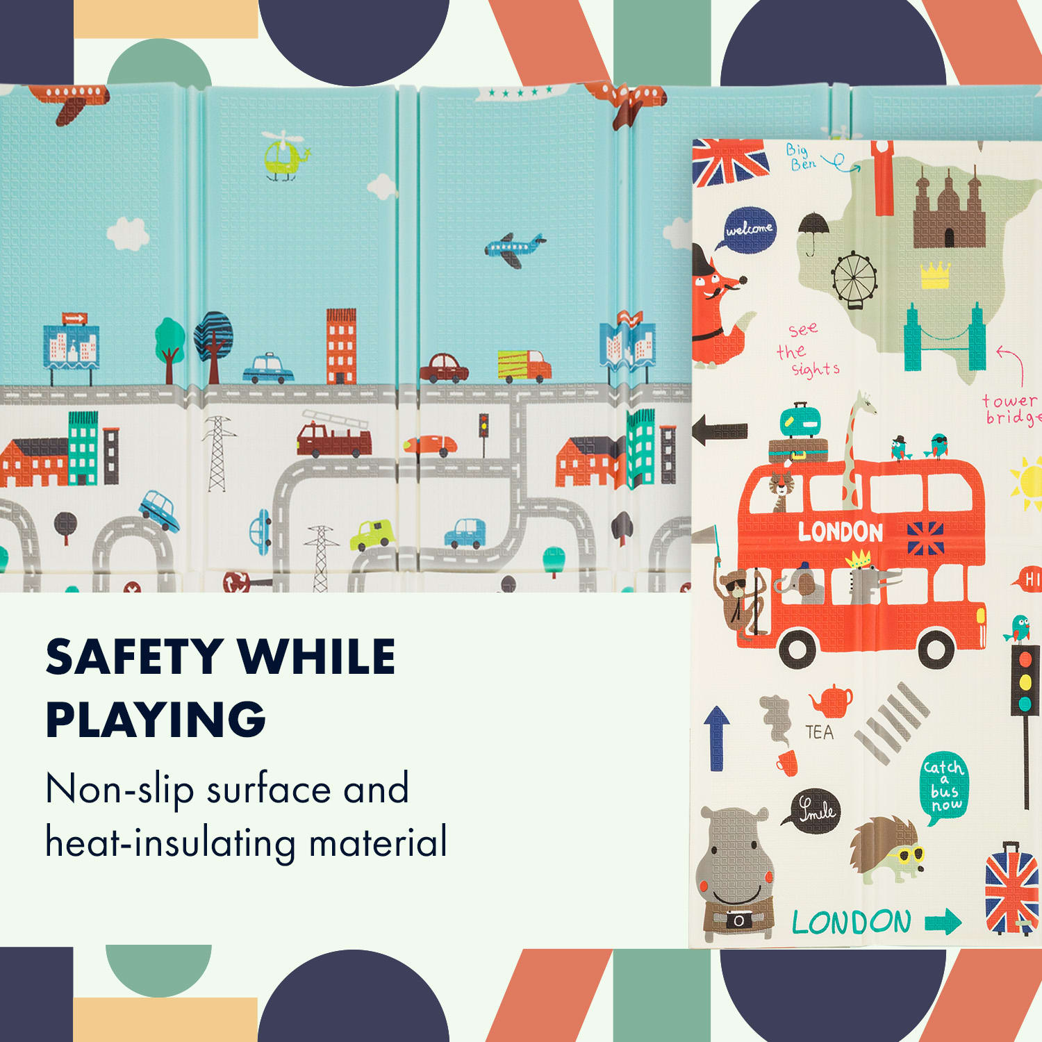 Podložka na hranie, skladacia, 1,5 cm, motív autá 