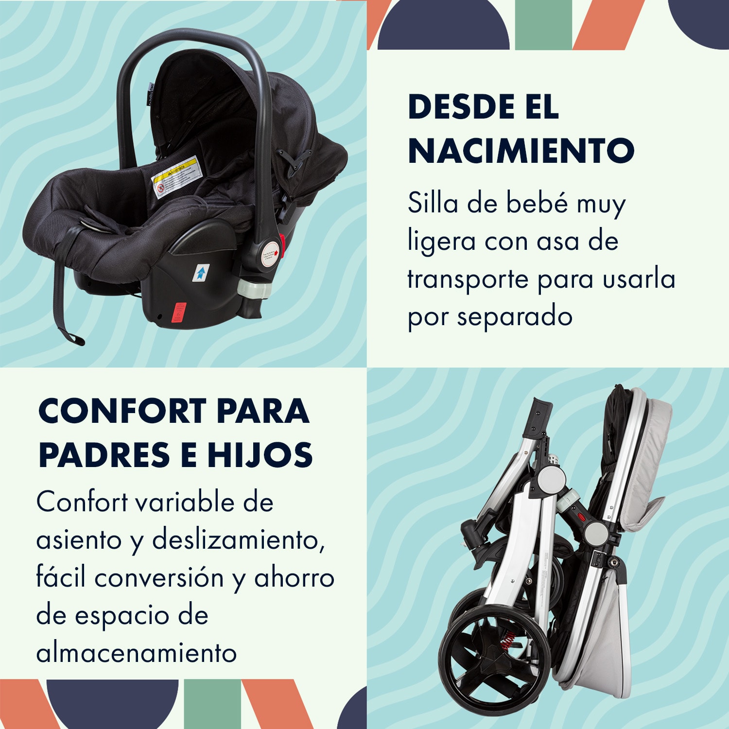 Go Baby Neo Silla de Paseo 3 en 1 R44/04 Grupo 0+ Arnés de seguridad de 5 puntos 