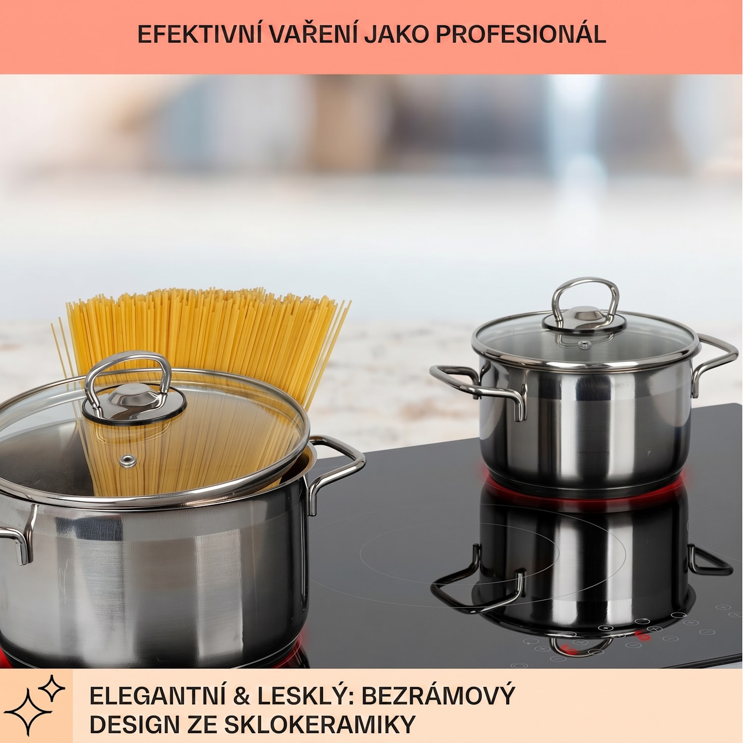 Virtuosa 5, vestavná varná deska, 5 zón, 8200 W, sklokeramika 75cm | Dvojitý | Bezrámový
