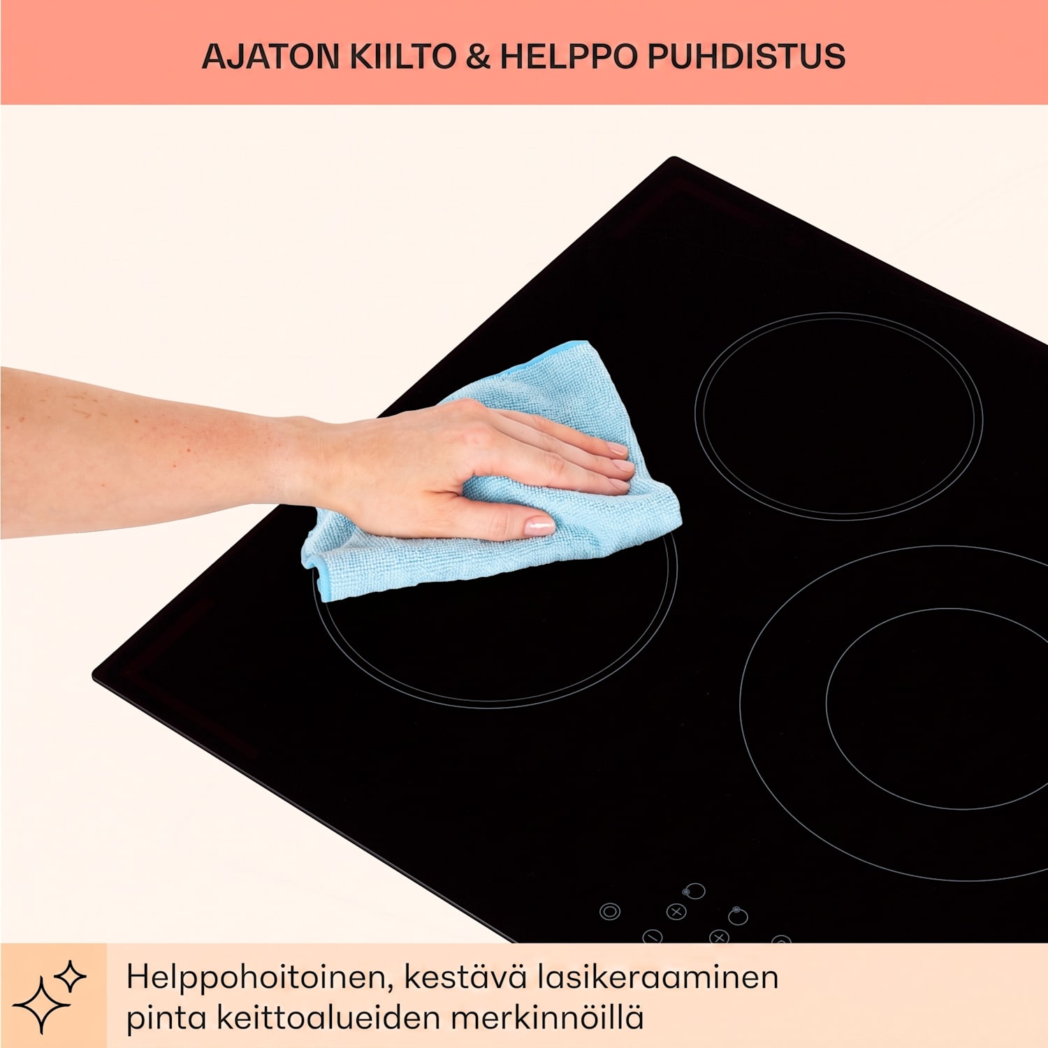 Virtuosa 5 tasoon asennettava liesi 5 keittoaluetta 8200W lasikeraaminen 75 cm | Kaksinkertainen | Kehyksetön