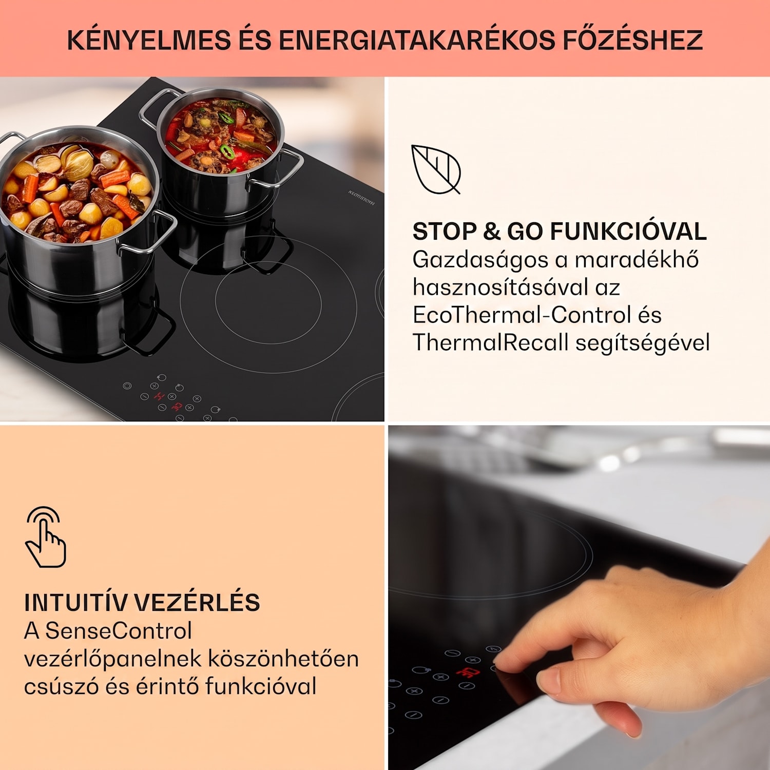 Virtuosa 5, beépített főzőlap, 5 zóna, 8200W, üvegkerámia 75 cm | Dupla | Keret nélküli