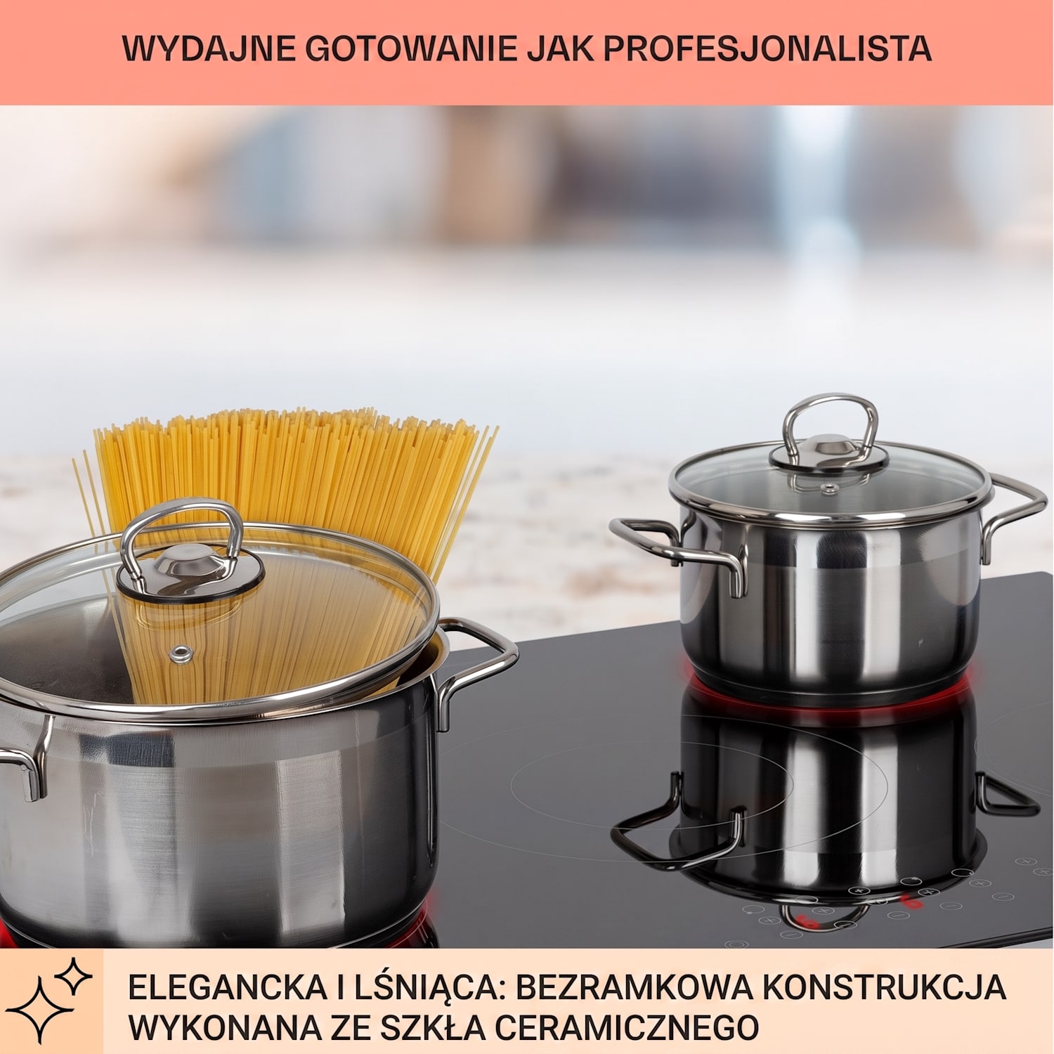 Virtuosa 5, płyta ceramiczna do zabudowy, 5 stref, 8200 W, płyta szklano-ceramiczna 
