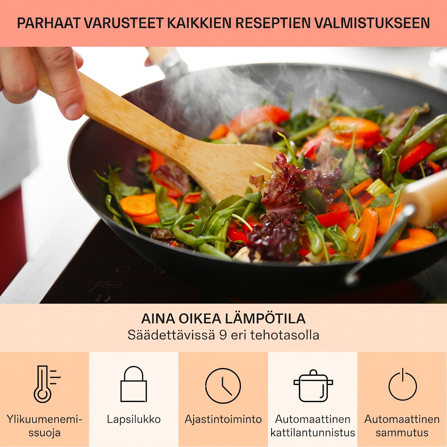 Virtuosa Roast tasoon asennettava liesi 5 keittoaluetta 8500W lasikeraaminen 75 cm | Soikea/Kolminkertainen | Kehyksetön