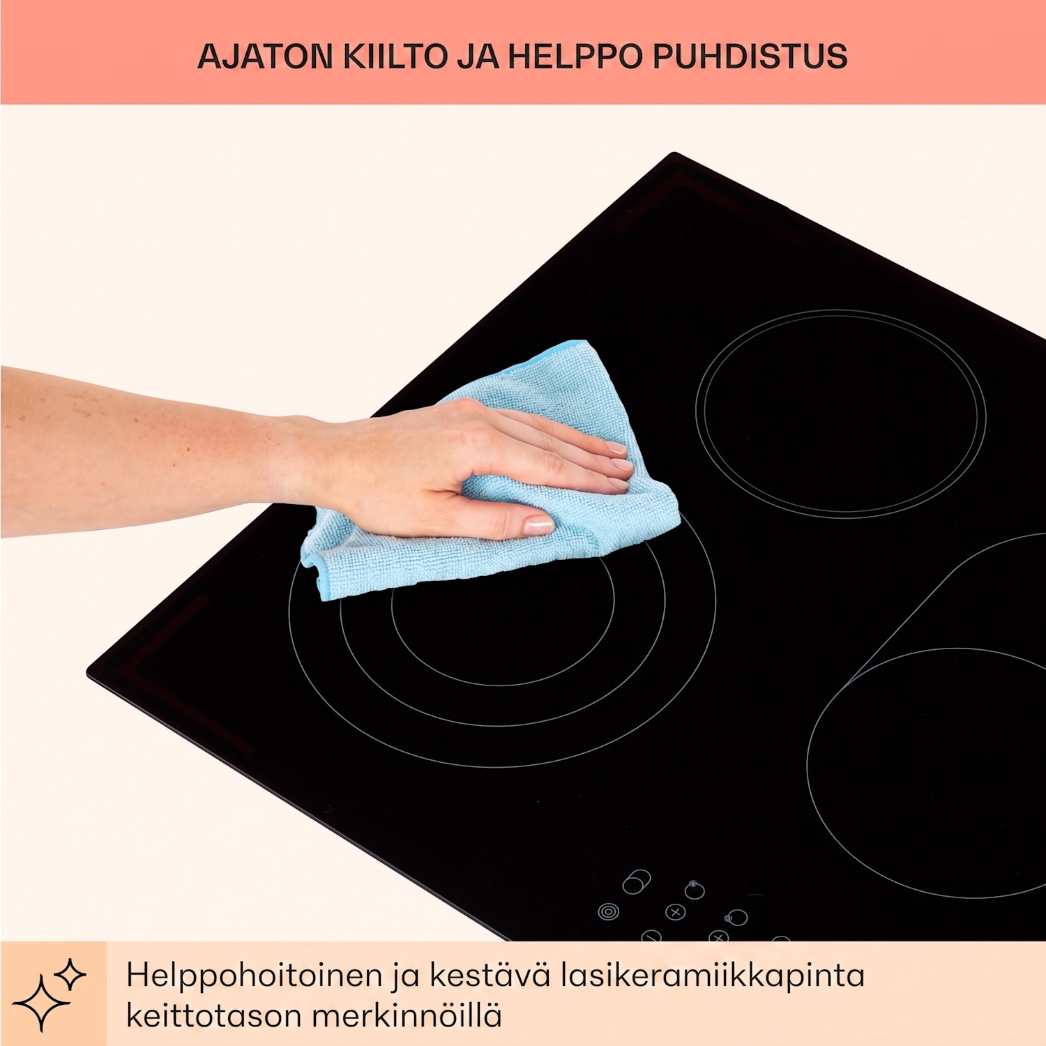 Virtuosa Roast tasoon asennettava liesi 5 keittoaluetta 8500W lasikeraaminen 75 cm | Soikea/Kolminkertainen | Kehyksetön