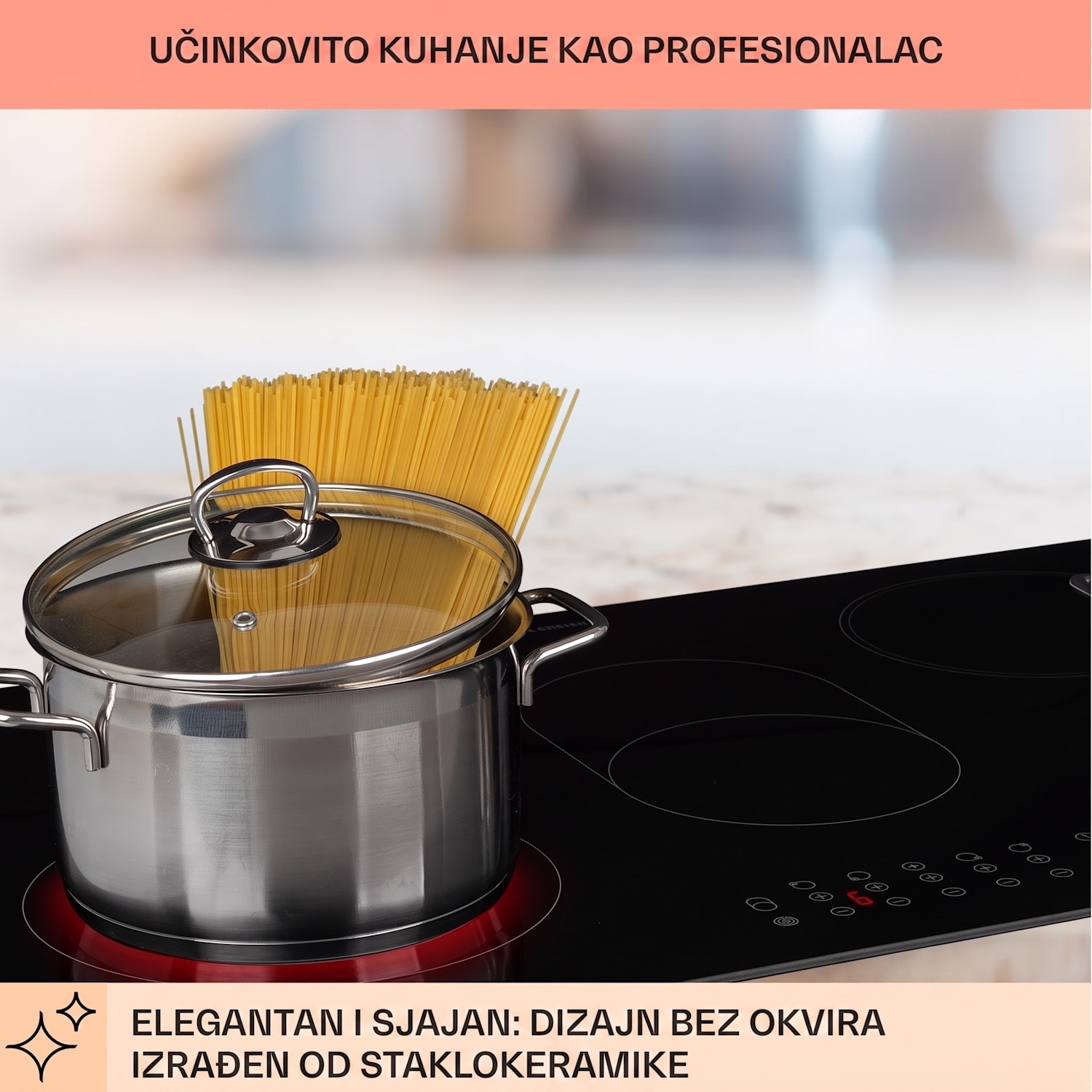 Virtuosa 5, ugradbena ploča, 5 zona, 8500W, staklokeramika 
