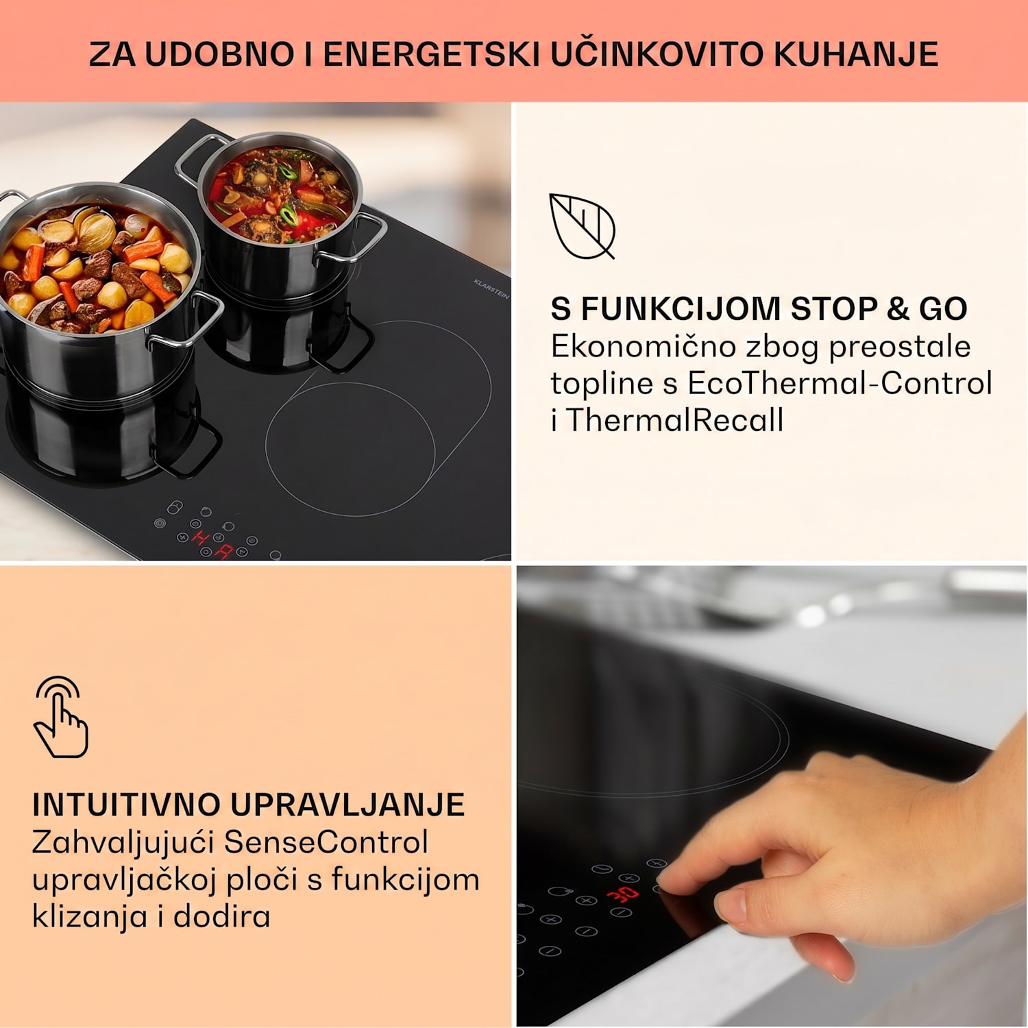 Virtuosa 5, ugradbena ploča, 5 zona, 8500W, staklokeramika 