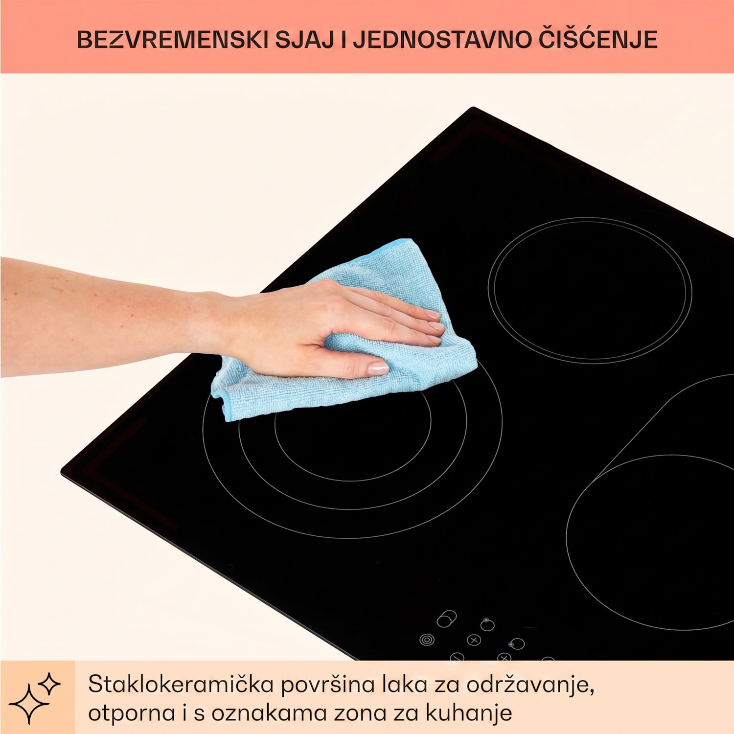 Virtuosa 5, ugradbena ploča, 5 zona, 8500W, staklokeramika 