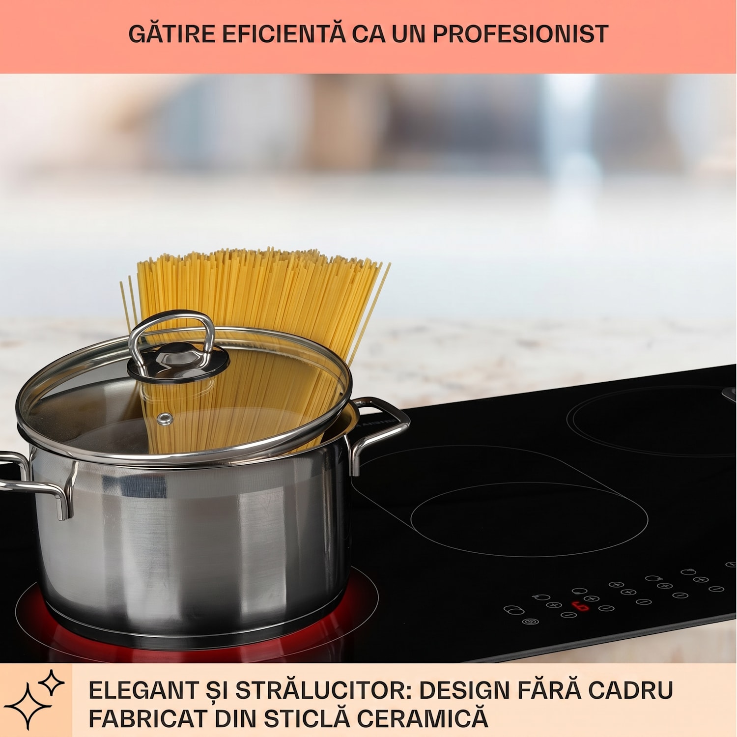 Virtuosa 5, plită încorporabilă, 5 zone, 8500 W, sticlă ceramică 75 cm | Oval/Triplu | Fără ramă