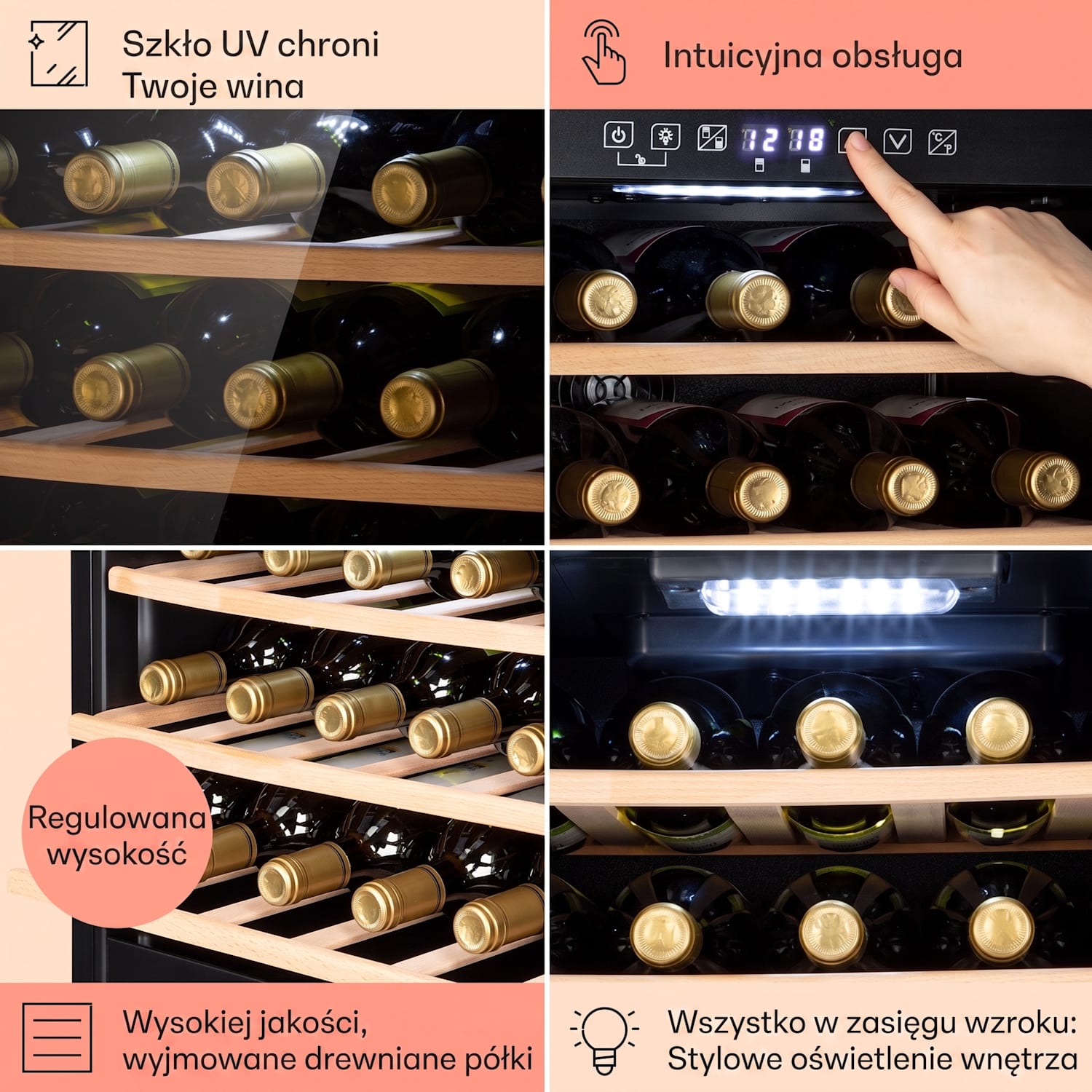 Barossa 29 Duo, chłodziarka do wina, 29 butelek, 80 l, 2 strefy, sterowanie przyciskami 2 strefy chłodzenia | 29 butelki