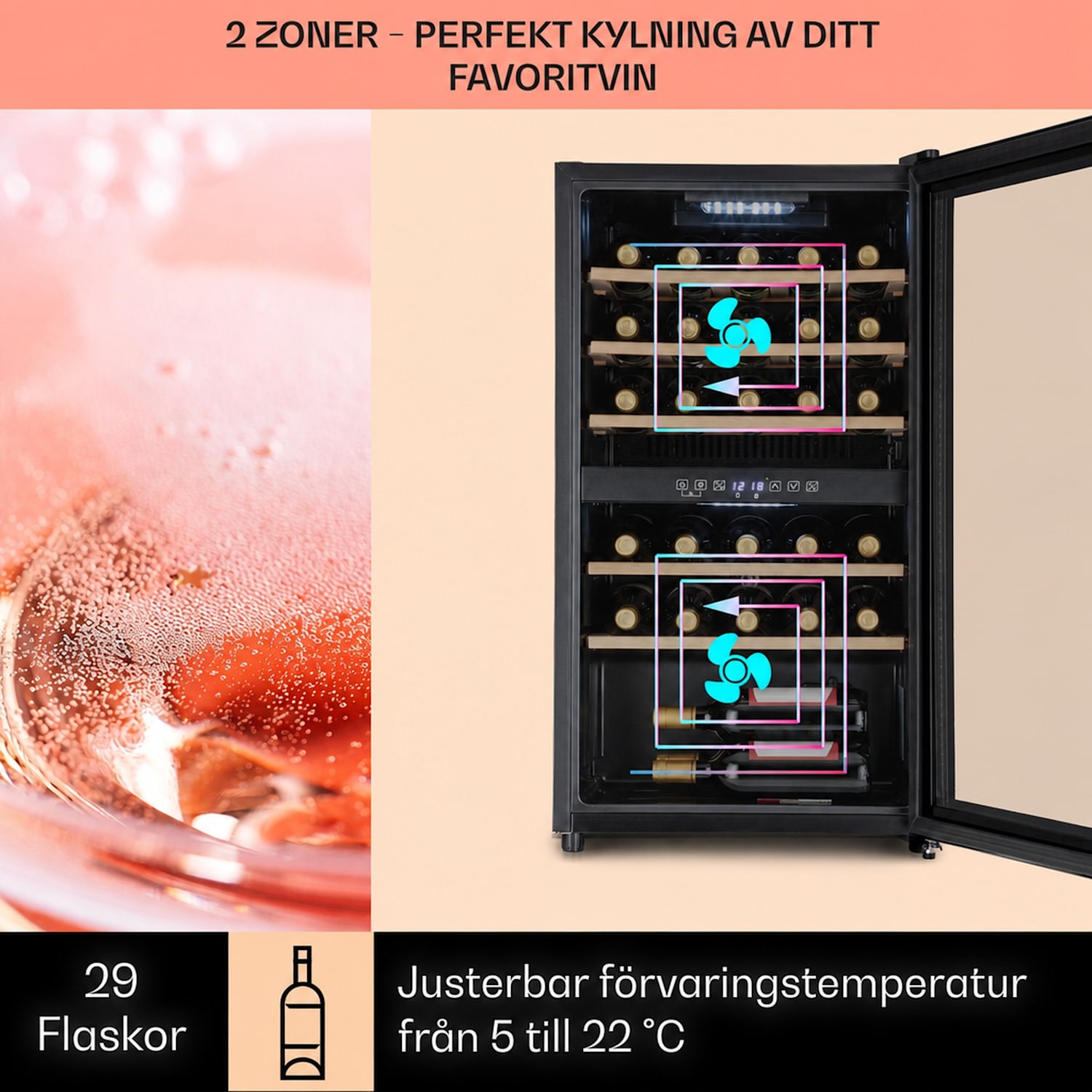 Barossa 29 Duo vinkyl 29 flaskor 80 liter 2 zoner knappstyrning 
