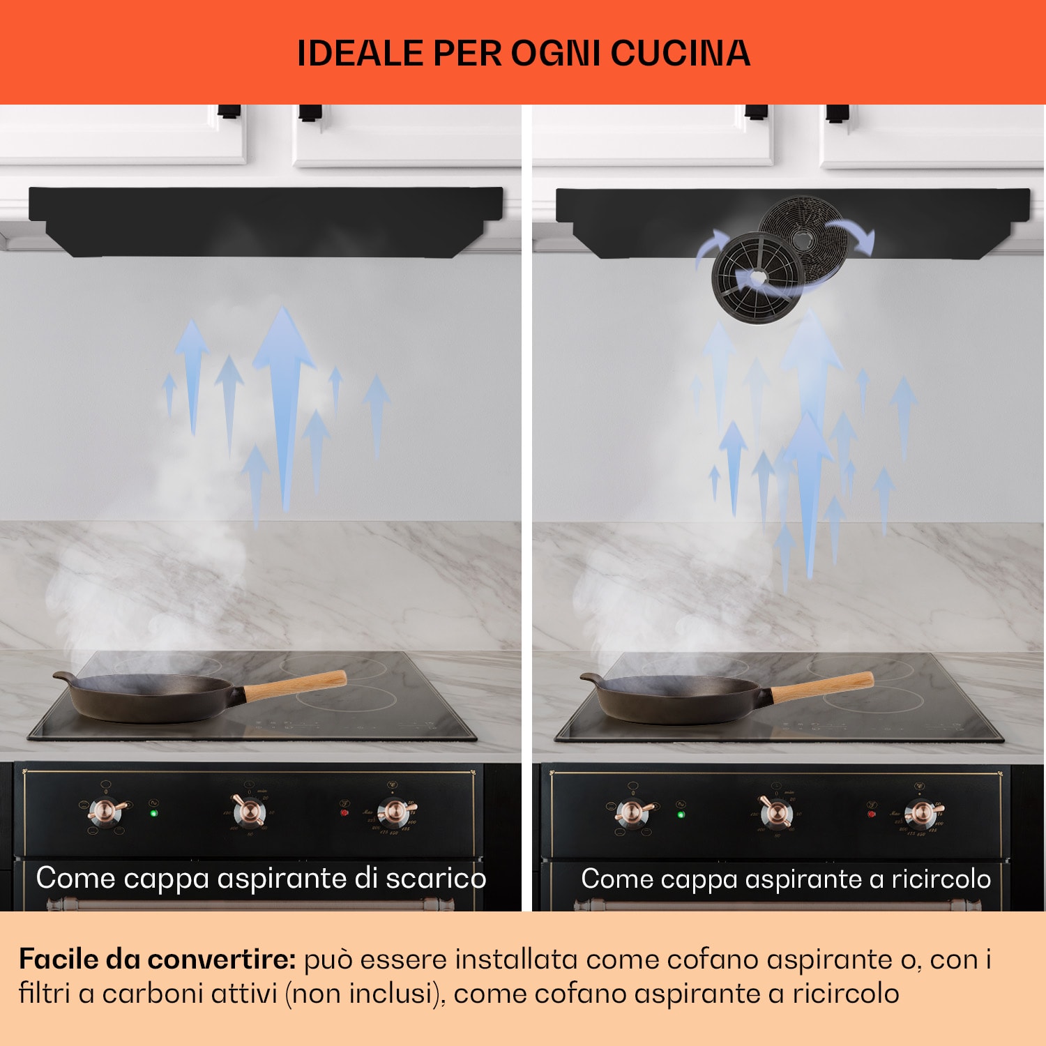 Vilhelmine cappa piatta 60 Retro EEC B capacità di aspirazione: 332 m³/h estraibile 