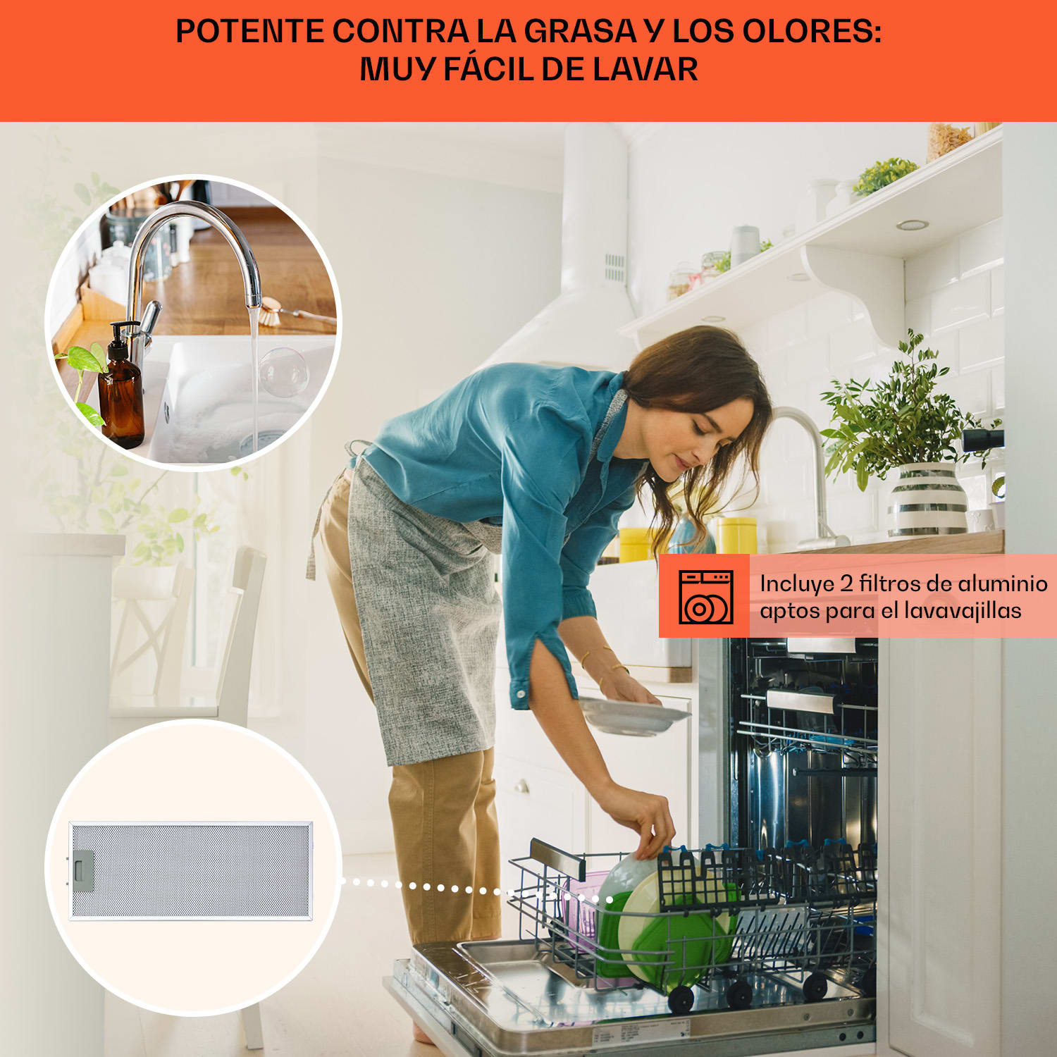 Cubierta de pantalla plana Vilhelmine 60 Retro EEK B Rendimiento del aire de escape: 332 m³/h extensible  