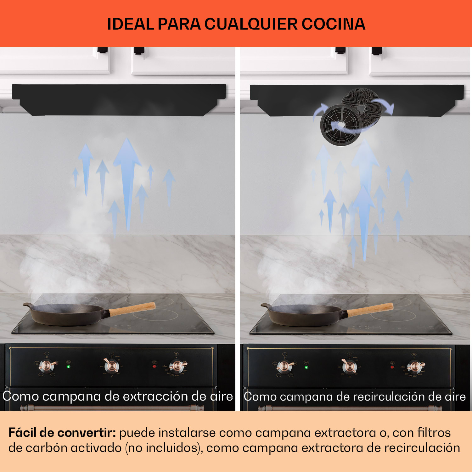 Cubierta de pantalla plana Vilhelmine 60 Retro EEK B Rendimiento del aire de escape: 332 m³/h extensible  