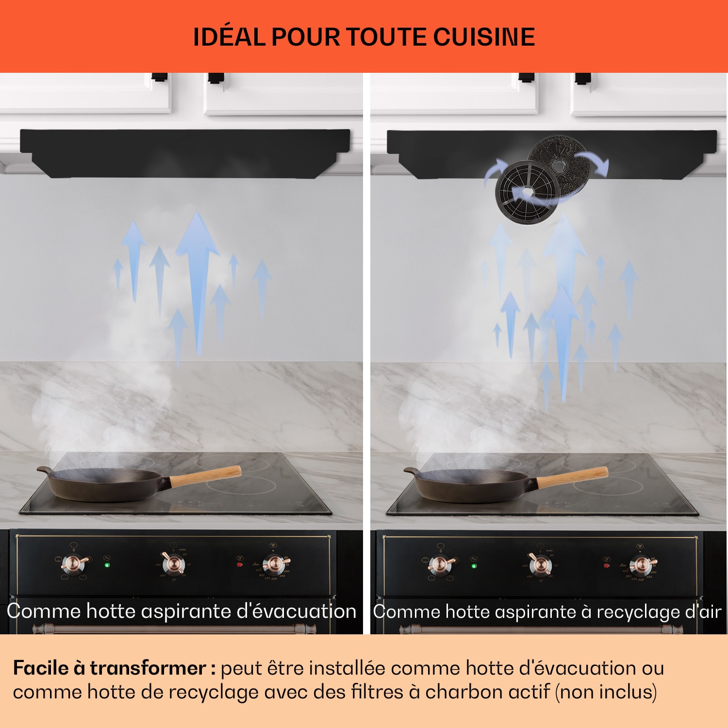 Vilhelmine Hotte casquette 60 Retro CEE B Capacité d'aspiration : 332 m³/h 