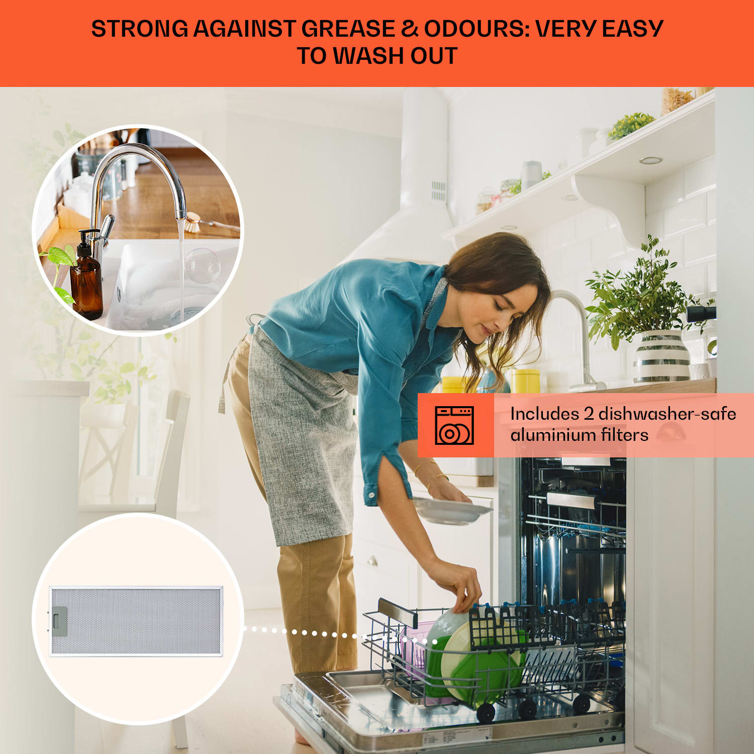 Vilhelmine 60 Retro, laposképernyős páraelszívó, B energiahatékonysági osztály, fúvott levegő áramlás: 332 m³/ó bővítési lehetőséggel 