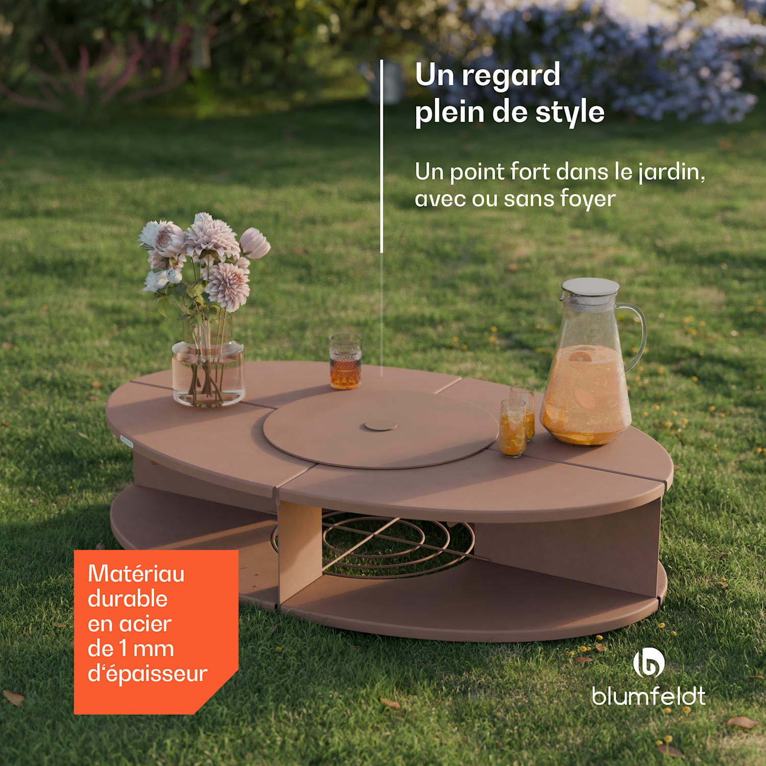 Vuurschaal Ebeko 3-in-1 | grillfunctie/ tafel | grillrooster + vonkenscherm Roest