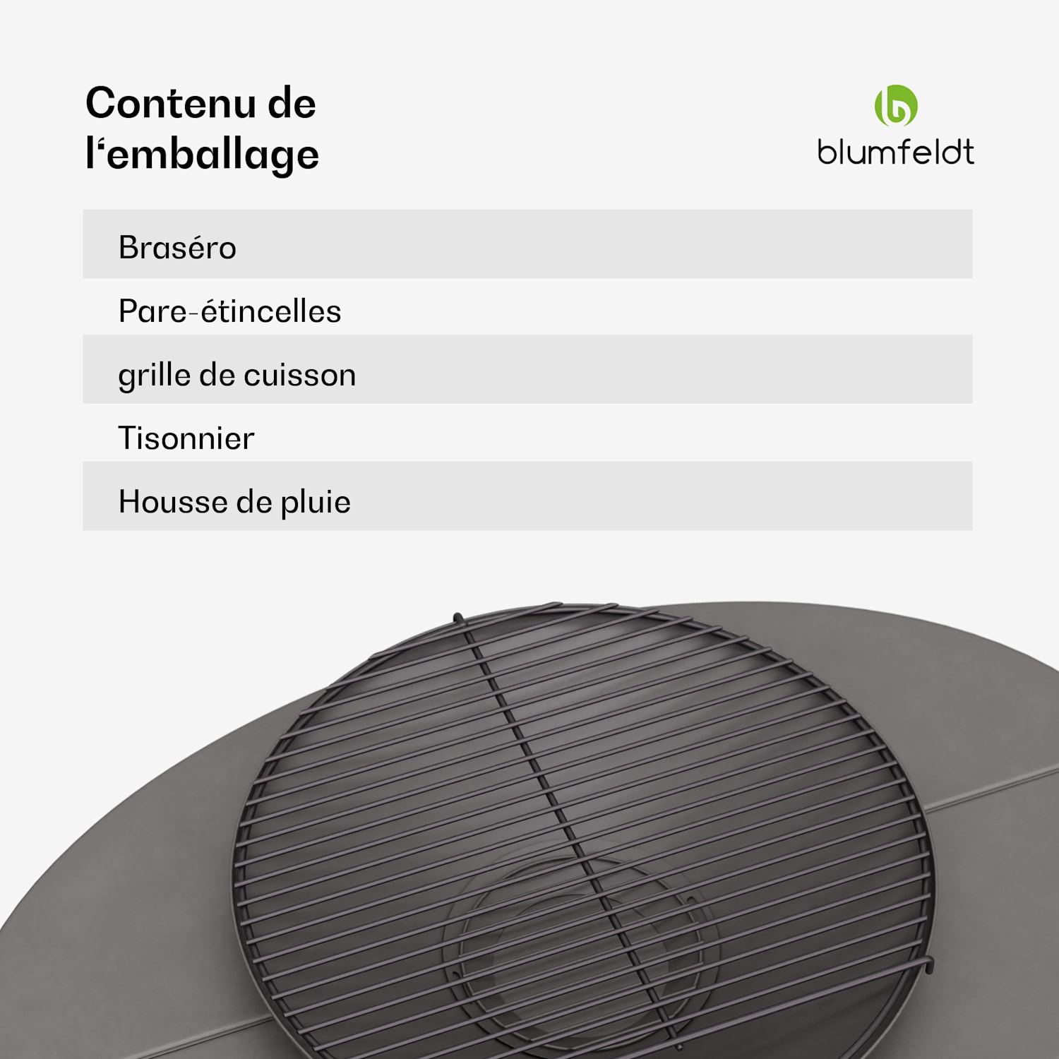 Firebowl Ebeko 3-en-1 | Fonction gril utilisable comme table | Grille + pare-étincelles Noir