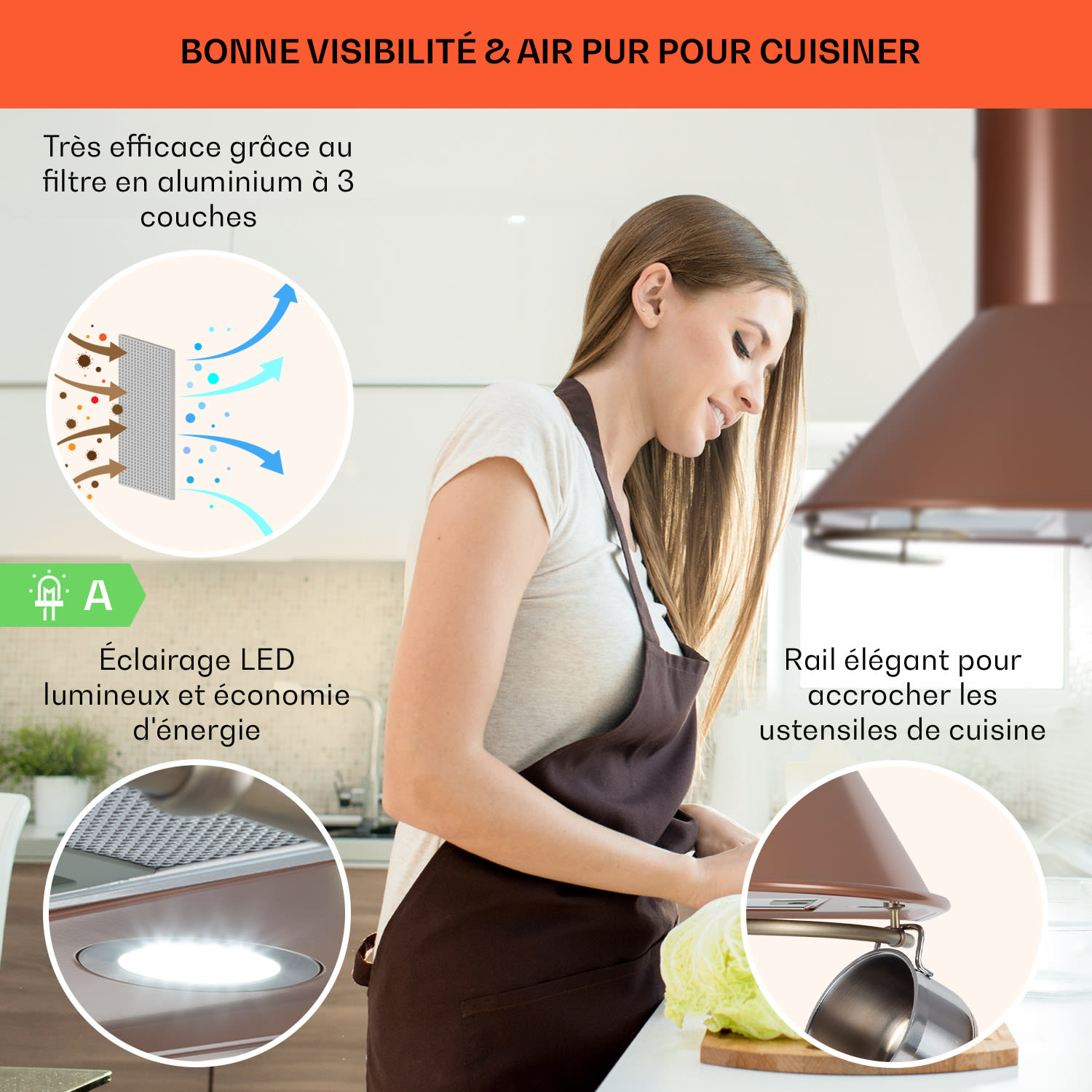  Hotte rétro Lumio Primo 60 cm 490 m³/h Lampes LED 