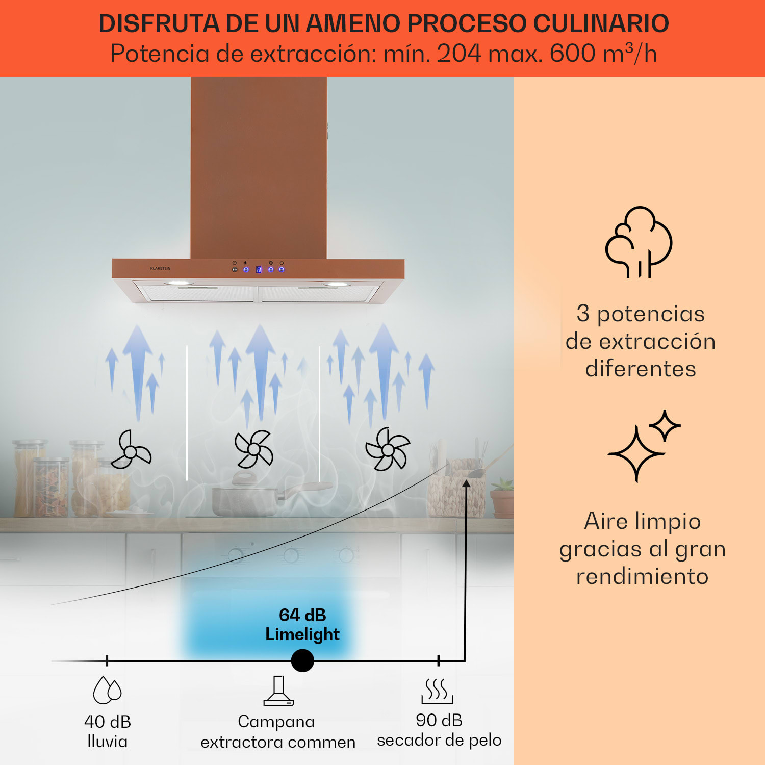 Limelight Campana extractora de pared 60cm 600m³/h 