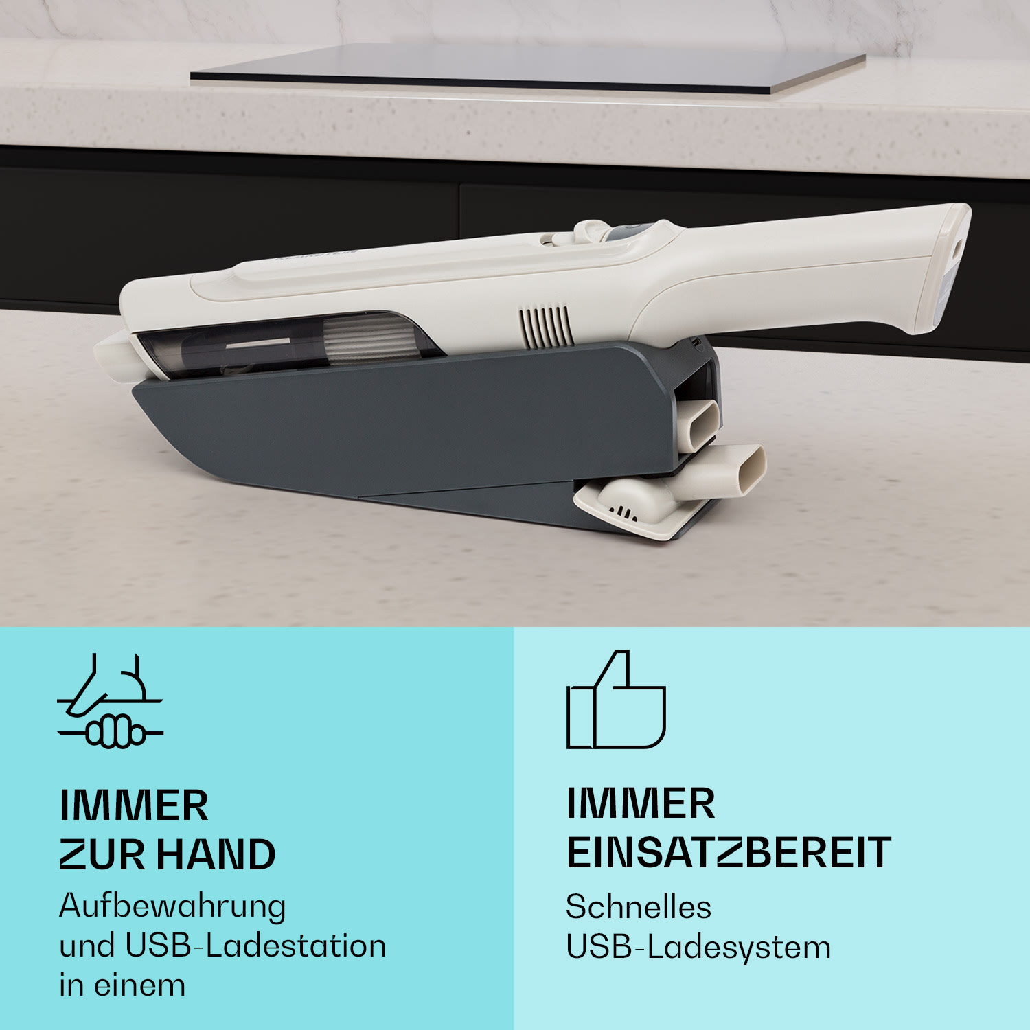 LARMA Akku-Handstaubsauger kabellos beutellos akkubetrieben 32 min Laufzeit max. 