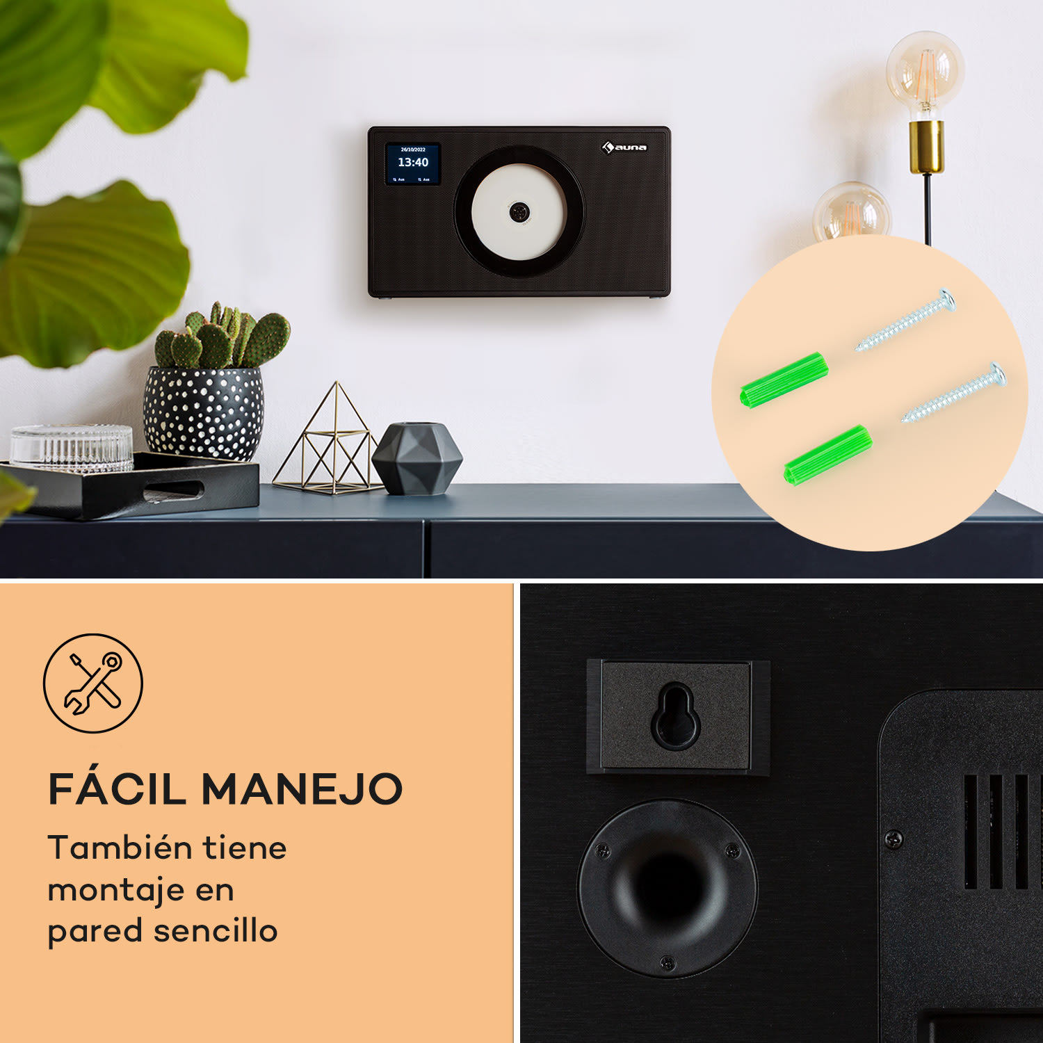 Vertico Swing DAB | Radio DAB+ con reproductor de CD | FM/DAB+ | AUX | BT | USB  Negro