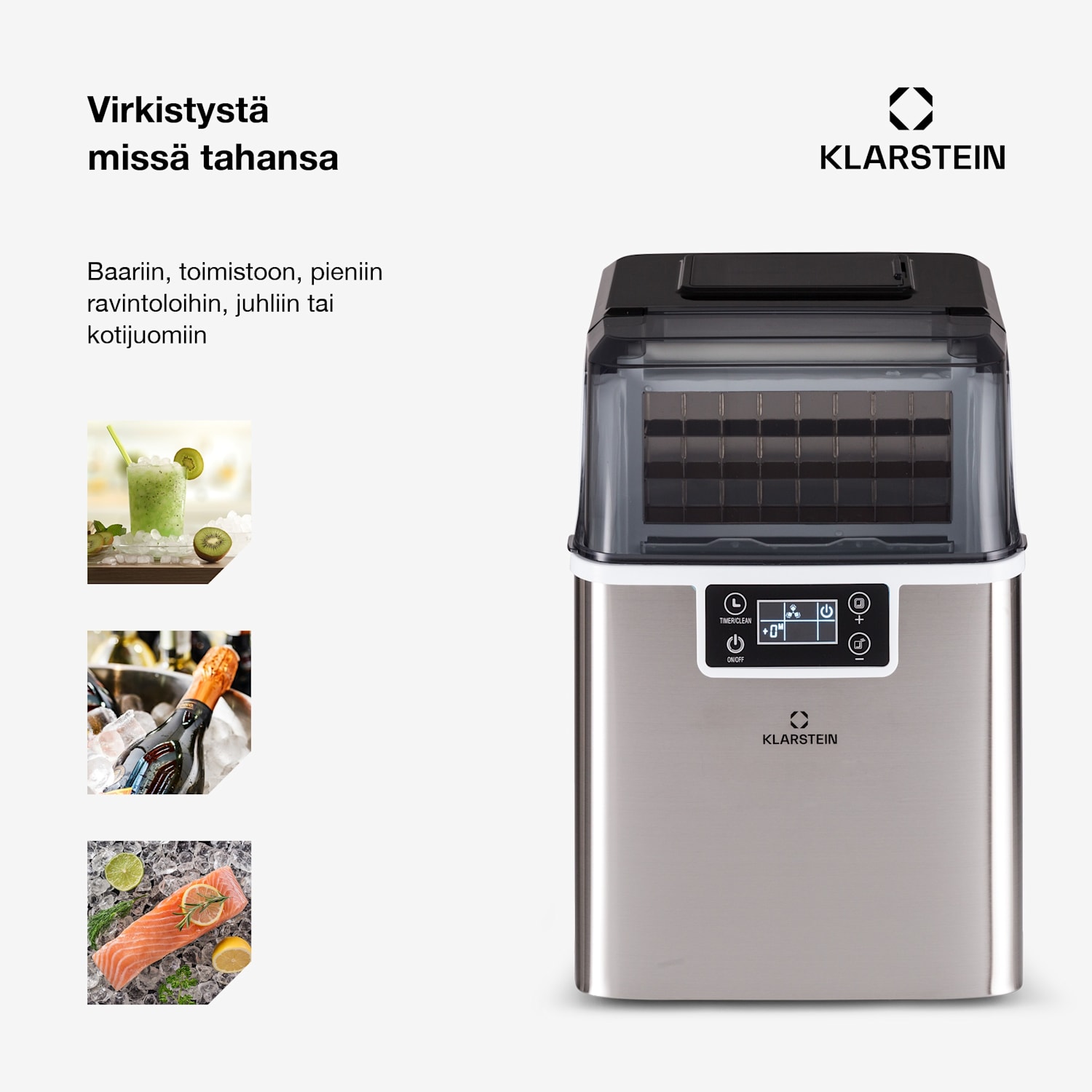 Chios-jääpalakone 20 kg/24 h Auto-Clean 3,2 litran vesisäiliö Ruostumaton Teräs