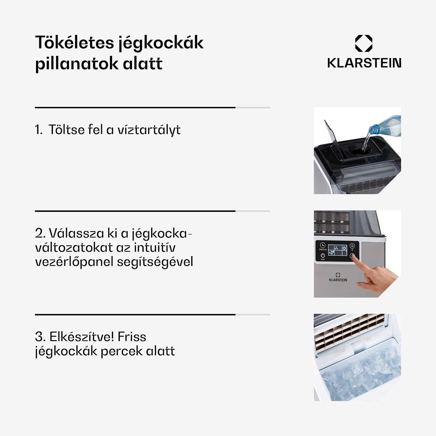 Chios, jégkocka készítő, 20 kg /24 h, Auto-Clean, 3,2 L tartály Rozsdamentes acél