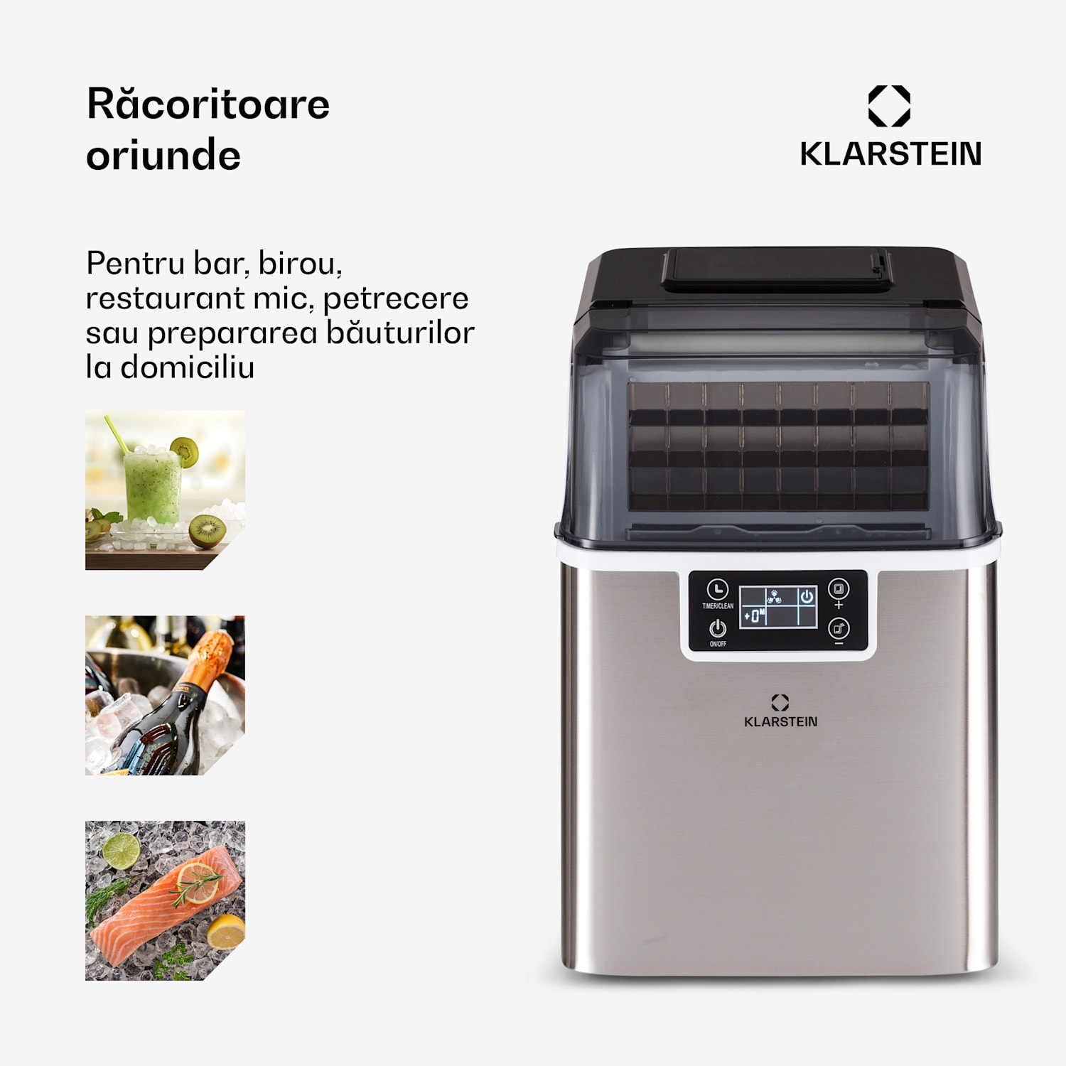 Chios, aparat de făcut cuburi de gheață, 20 kg/24 h, Auto-Clean, rezervor de apă de 3,2 litri Oțel inoxidabil
