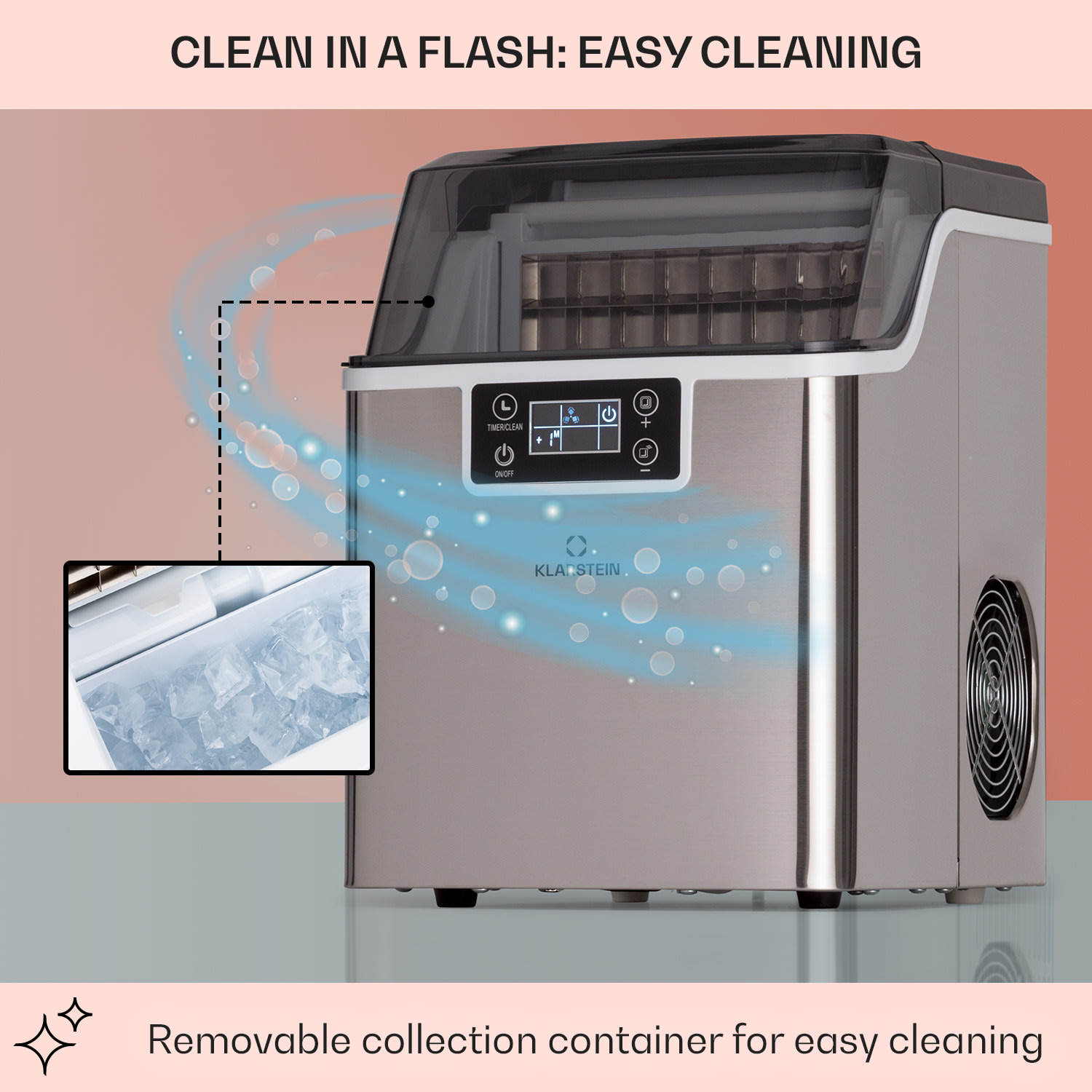 Chios, kostkarka do lodu, 20 kg/24 h, automatyczne czyszczenie, zbiornik na wodę 3,2 l Stal nierdzewna