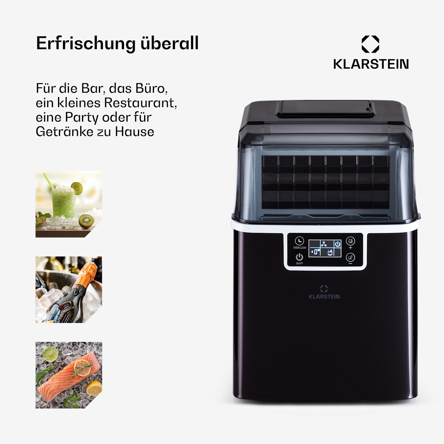 Machine à glaçons Chios 20 kg/24h Auto-Clean Réservoir d'eau de 3,2 litres Noir