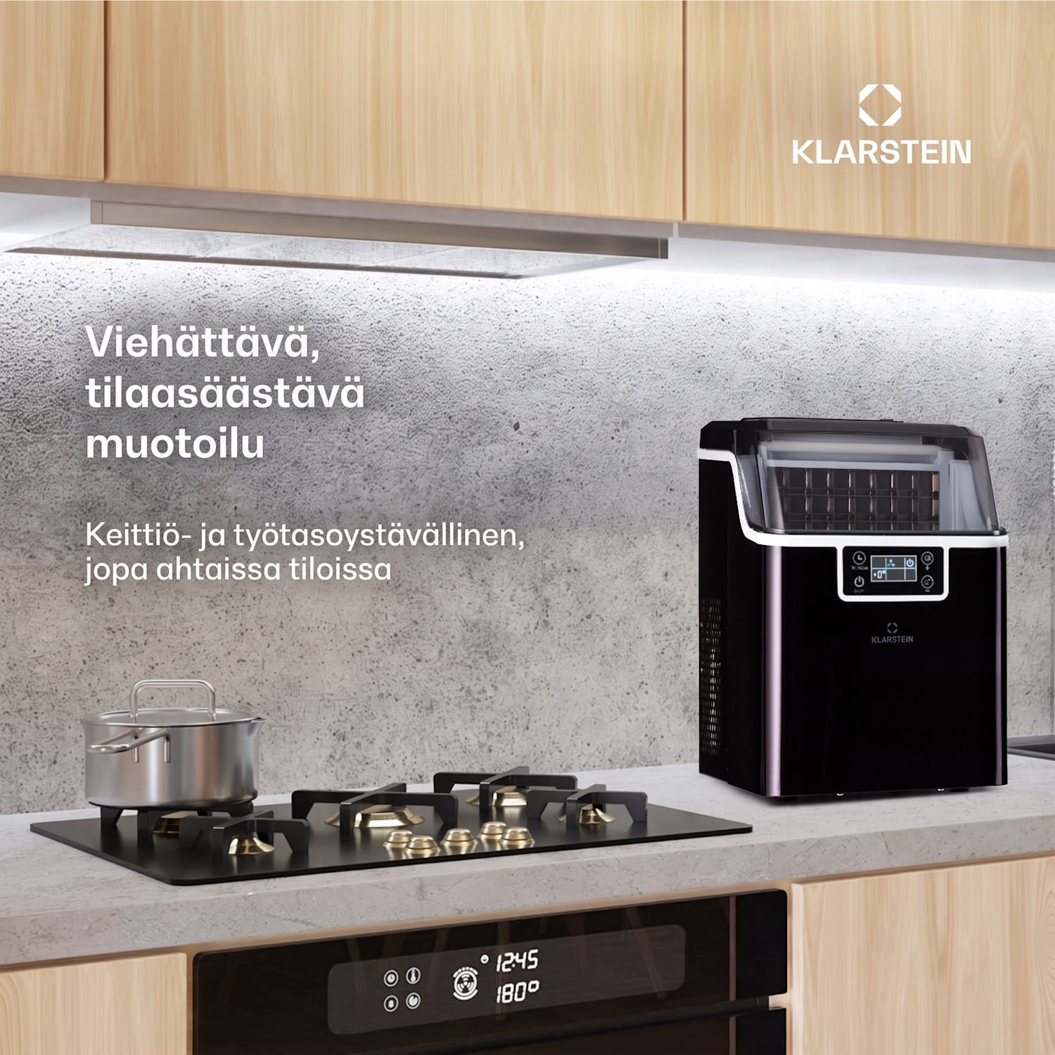 Chios-jääpalakone 20 kg/24 h Auto-Clean 3,2 litran vesisäiliö Musta