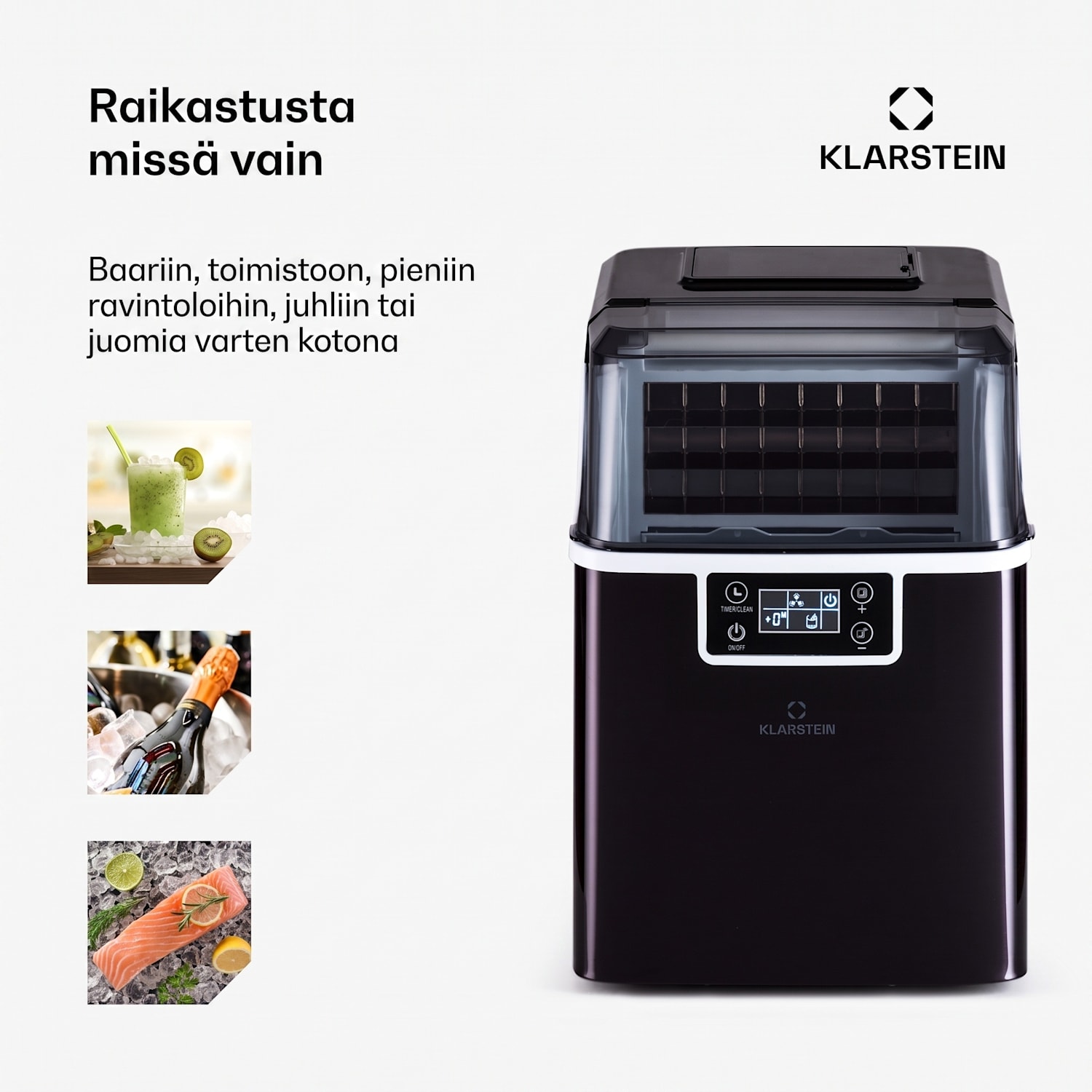Chios-jääpalakone 20 kg/24 h Auto-Clean 3,2 litran vesisäiliö Musta