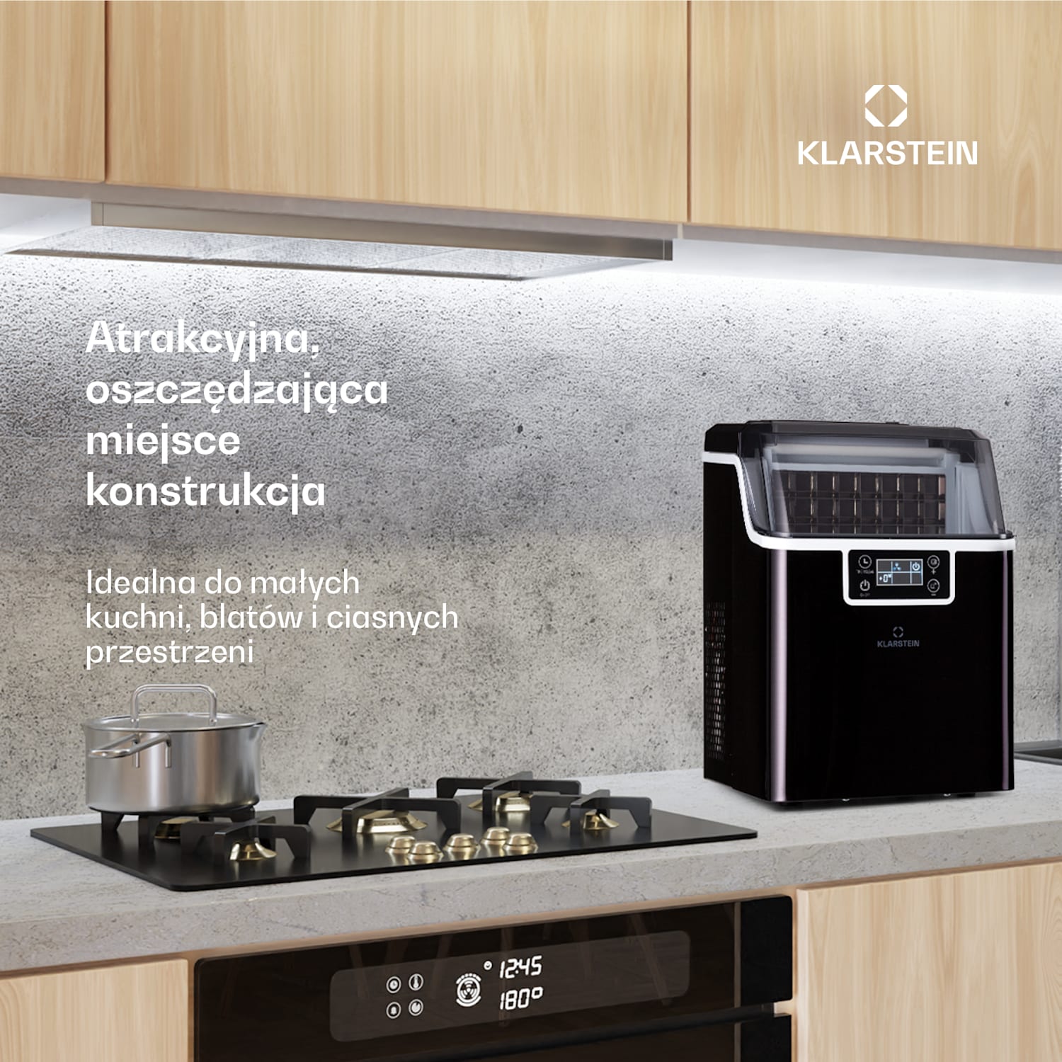 Chios, kostkarka do lodu, 20 kg/24 h, automatyczne czyszczenie, zbiornik na wodę 3,2 l Czarny