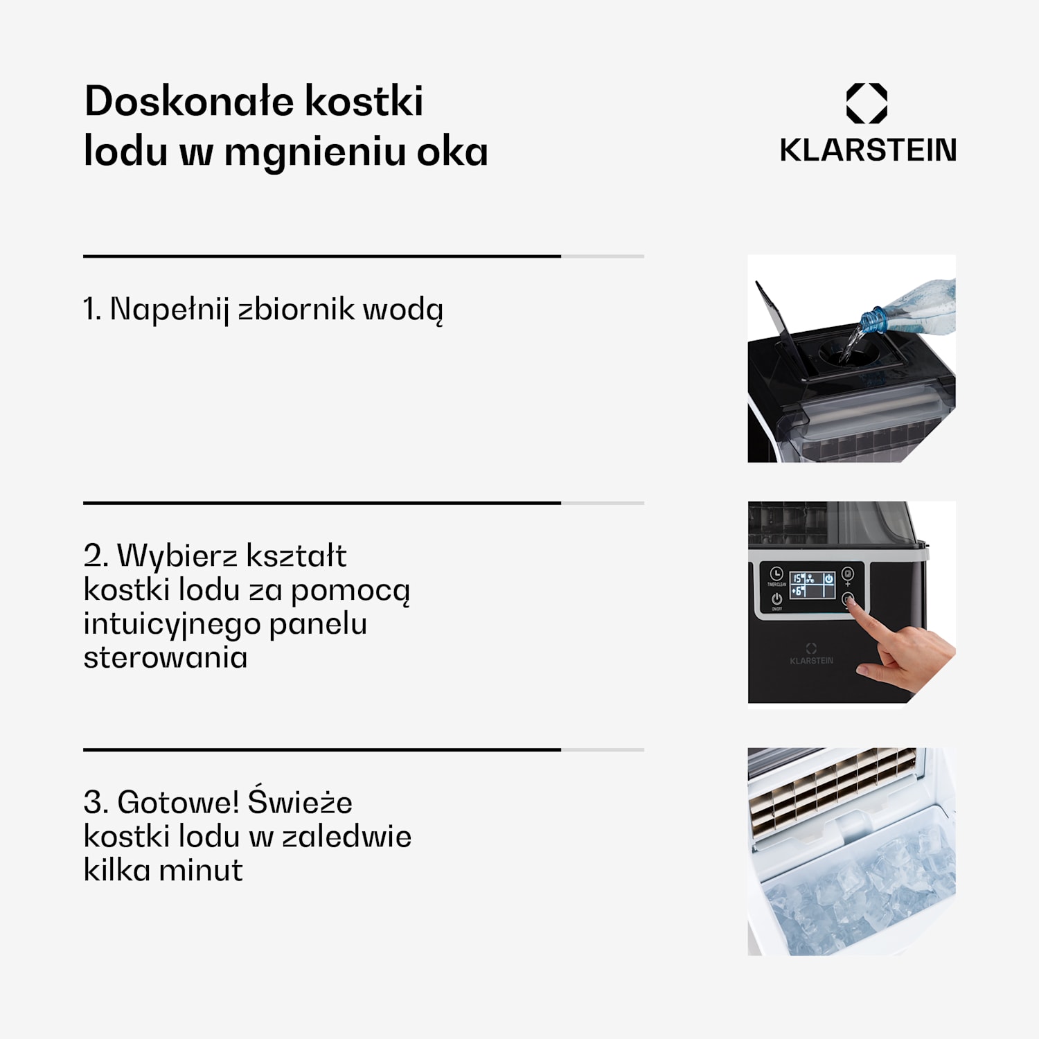 Chios, kostkarka do lodu, 20 kg/24 h, automatyczne czyszczenie, zbiornik na wodę 3,2 l Czarny