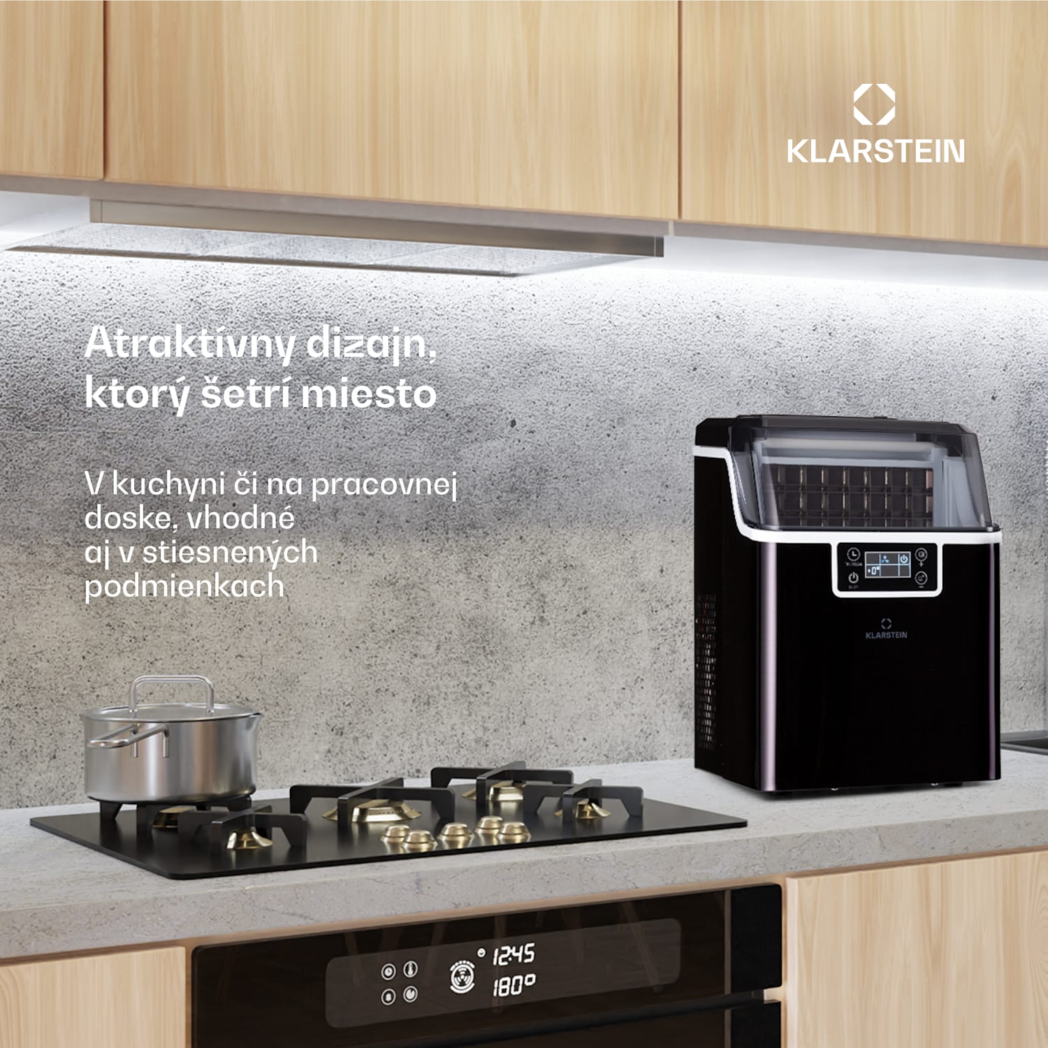 Chios, výrobník ľadu, 20 kg/24 h, Auto-Clean, nádrž 3,2 l Čierna
