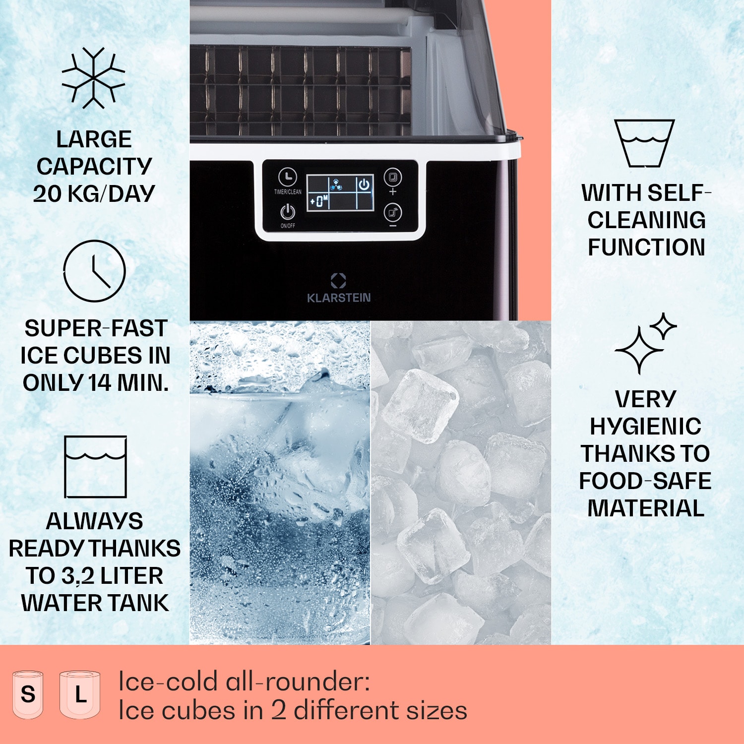 Chios, výrobník ledu, 20 kg/24 h, 3,2 l, Auto-Clean 