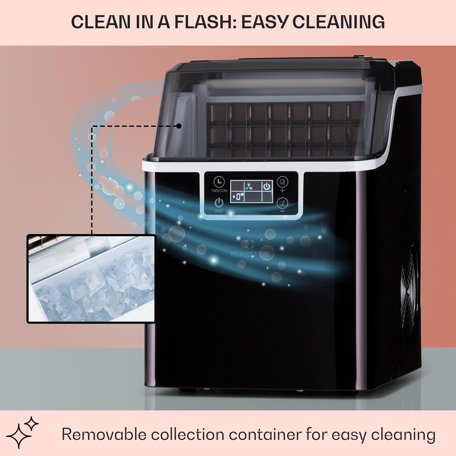 Cubitera Chios 20 kg/24 h Auto-Clean depósito de agua de 3,2 litros Negro