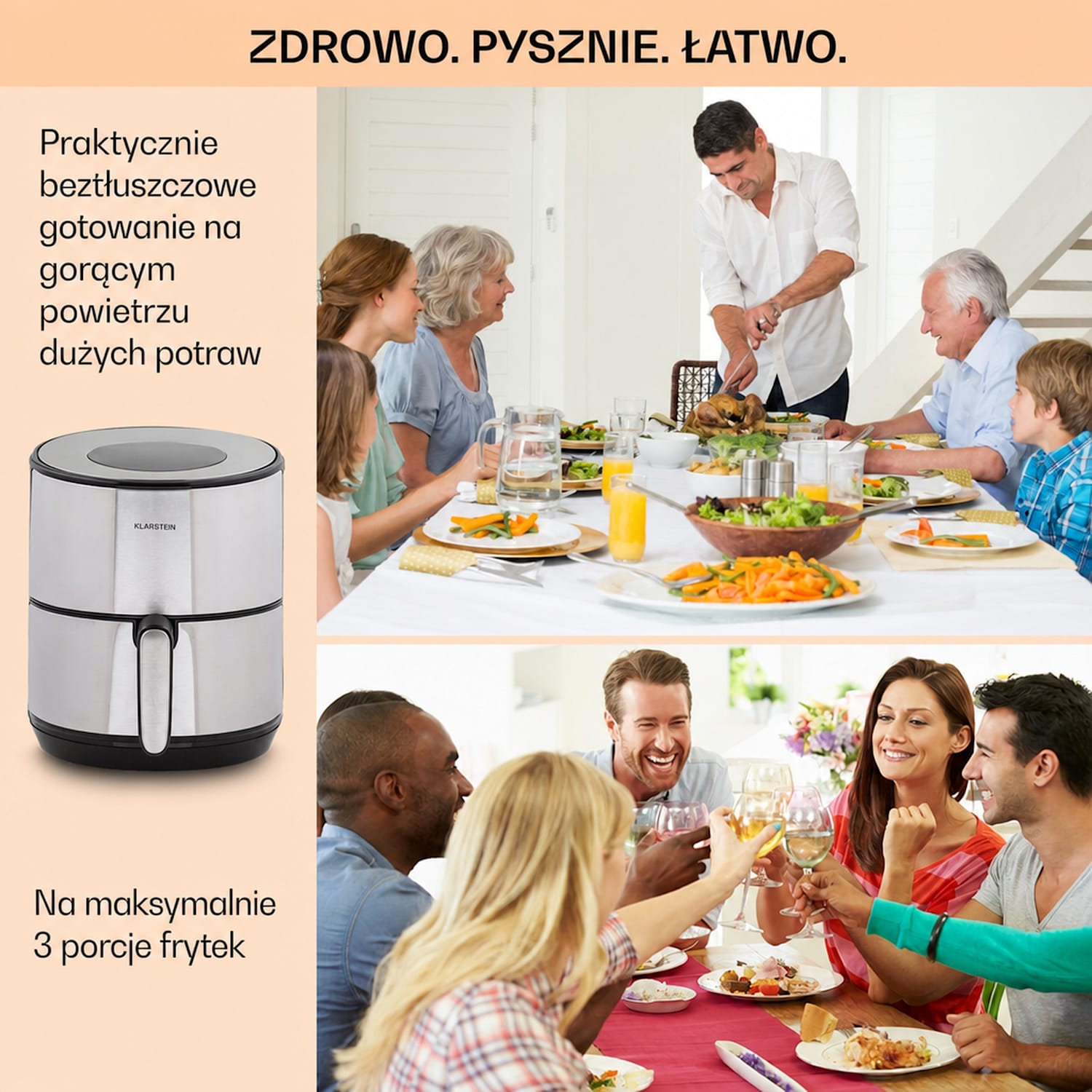 Crisp-Pro, frytkownica beztłuszczowa, 4,3 l, stal nierdzewna 