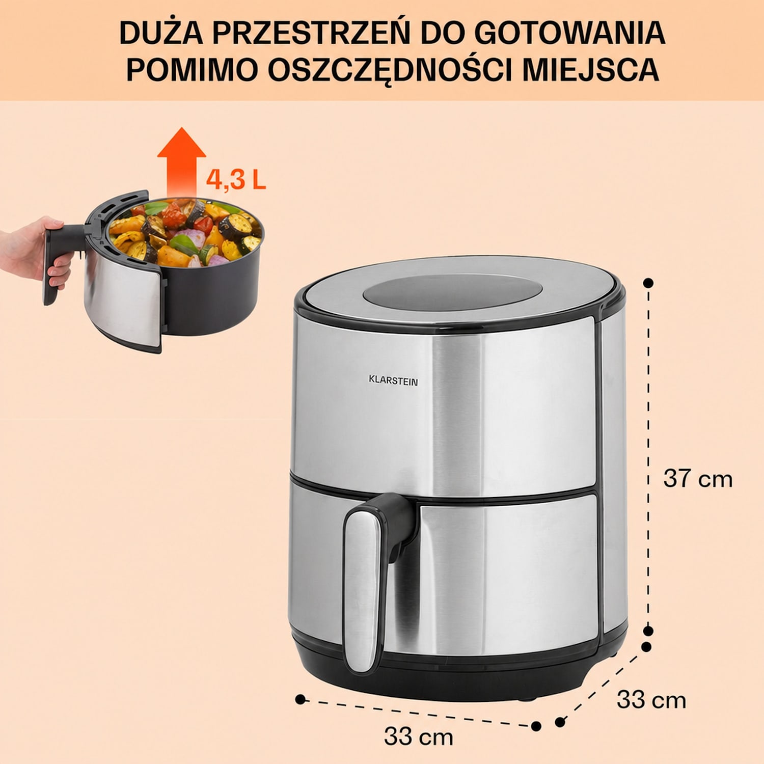 Crisp-Pro, frytkownica beztłuszczowa, 4,3 l, stal nierdzewna 