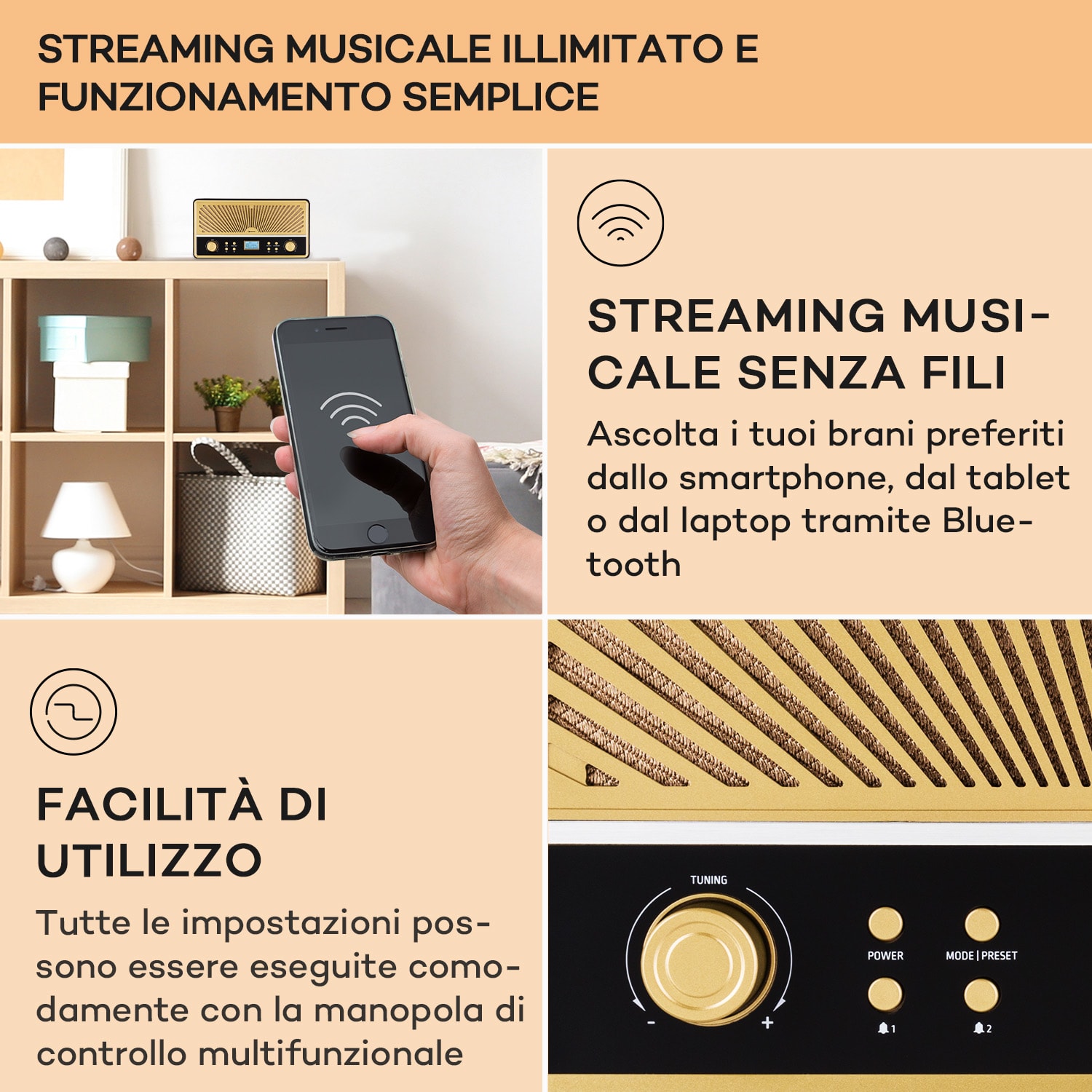 Glastonbury Go - Radio digitale, stereo, batteria agli ioni di litio, BT, DAB/FM, MP3, USB, line-in 