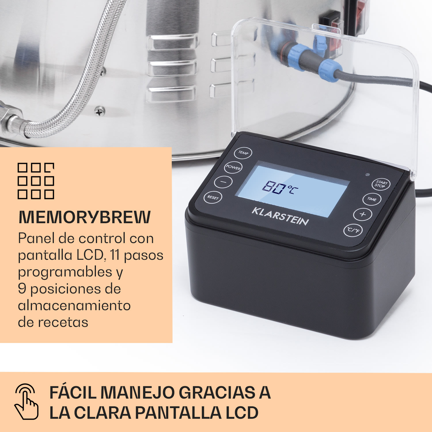 Brauheld Smart 35 Caldero de maceración 2500W 35L 100°C Bomba de circulación Acero inoxidable  35 L | Acero Inoxidable