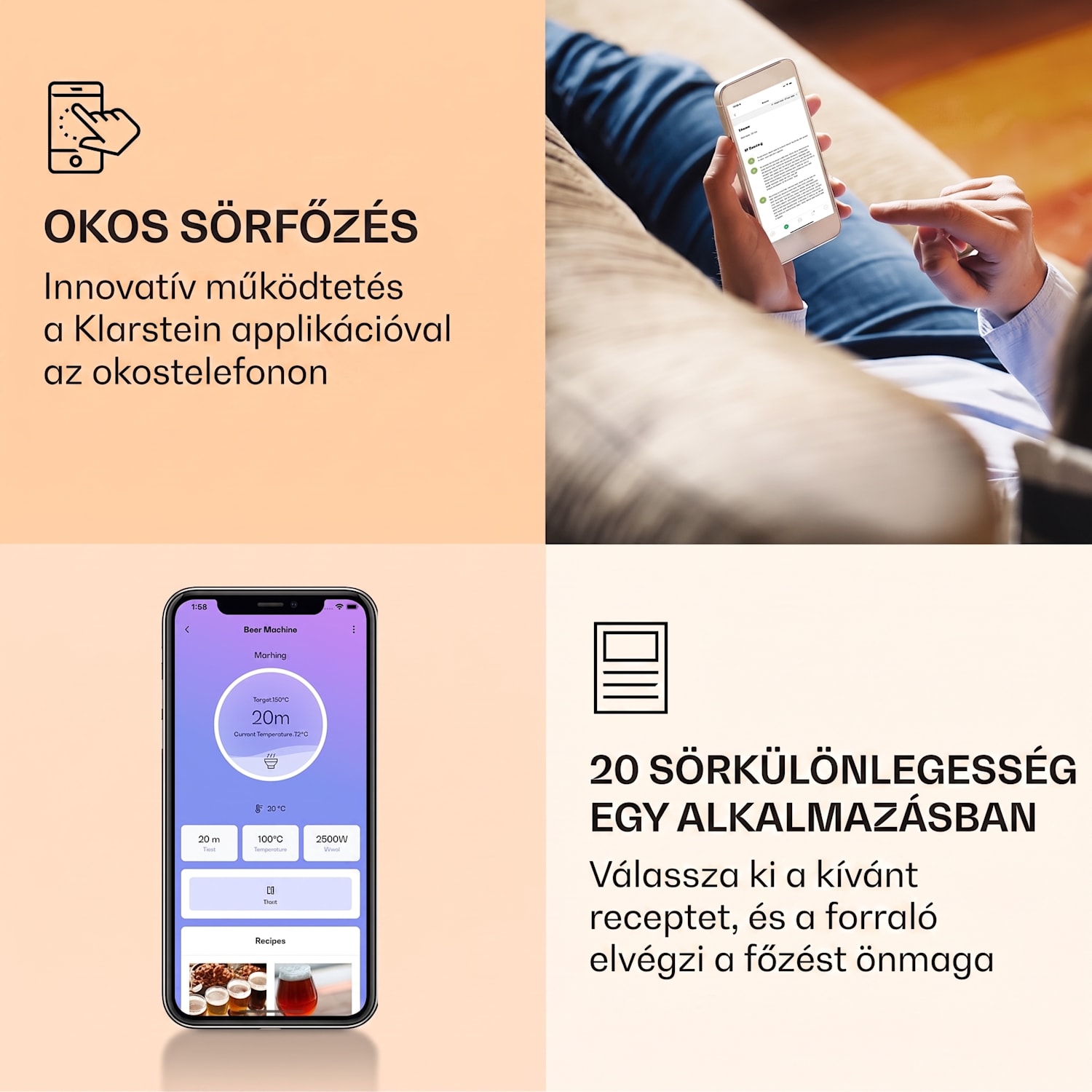 Brauheld Smart 35, sörfőző üst, 35 l, 2500 W, 100°C, keringető szivattyú, rozsdamentes acél 35 L | Rozsdamentes acél