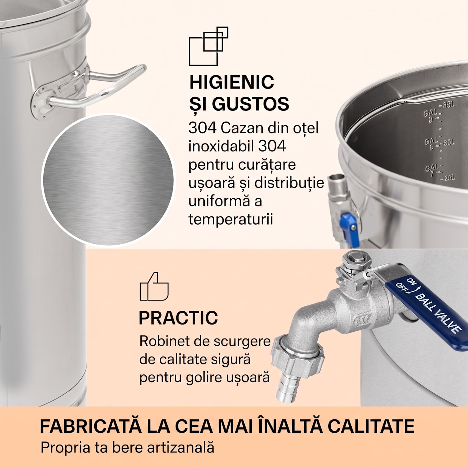Brauheld Smart 35 cazan 2500 W 35 L 100°C cu circulator din oțel inoxidabil 35 L | Oțel inoxidabil