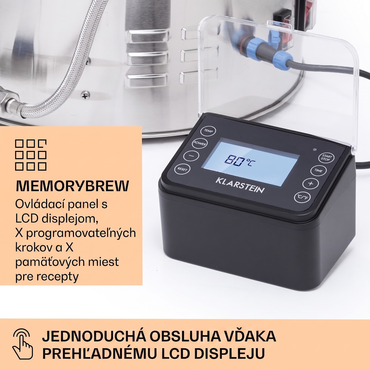 Brauheld Smart 35, sladový kotol, 35 l, 2500 W, 100 °C, obehové čerpadlo, nehrdzavejúca oceľ 35 L | Nehrdzavejúca oceľ