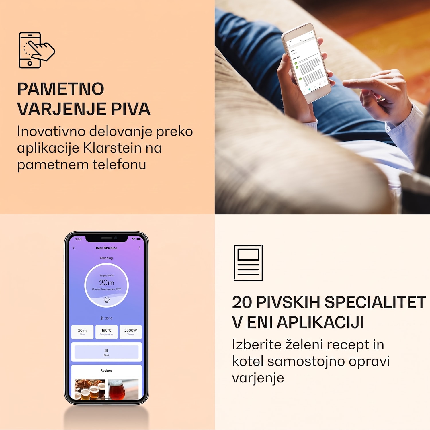 Bojler Brauheld Smart 35 2500W 35L 100°C obtočna črpalka iz nerjavečega jekla 35 L | Nerjaveče jeklo