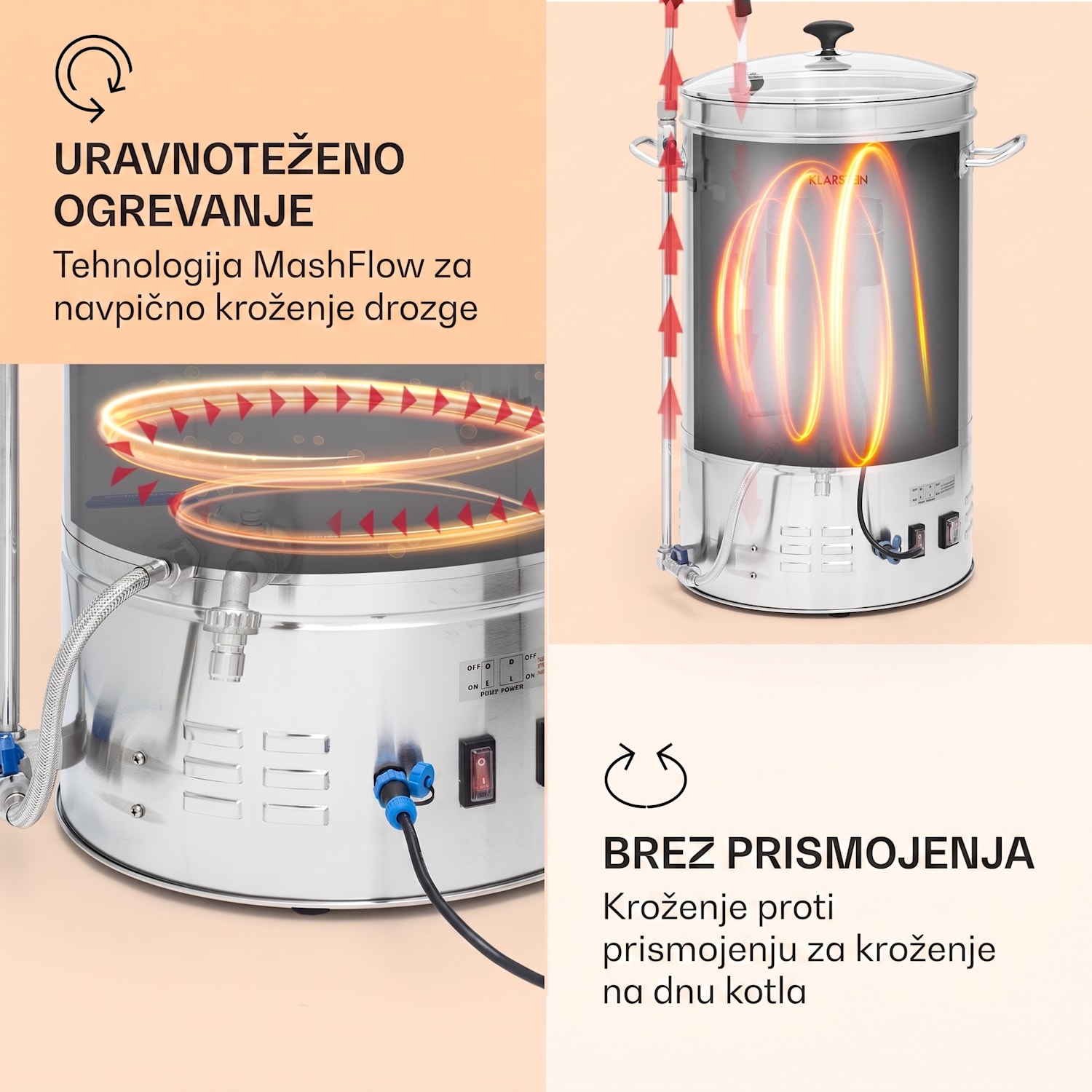 Bojler Brauheld Smart 35 2500W 35L 100°C obtočna črpalka iz nerjavečega jekla 35 L | Nerjaveče jeklo