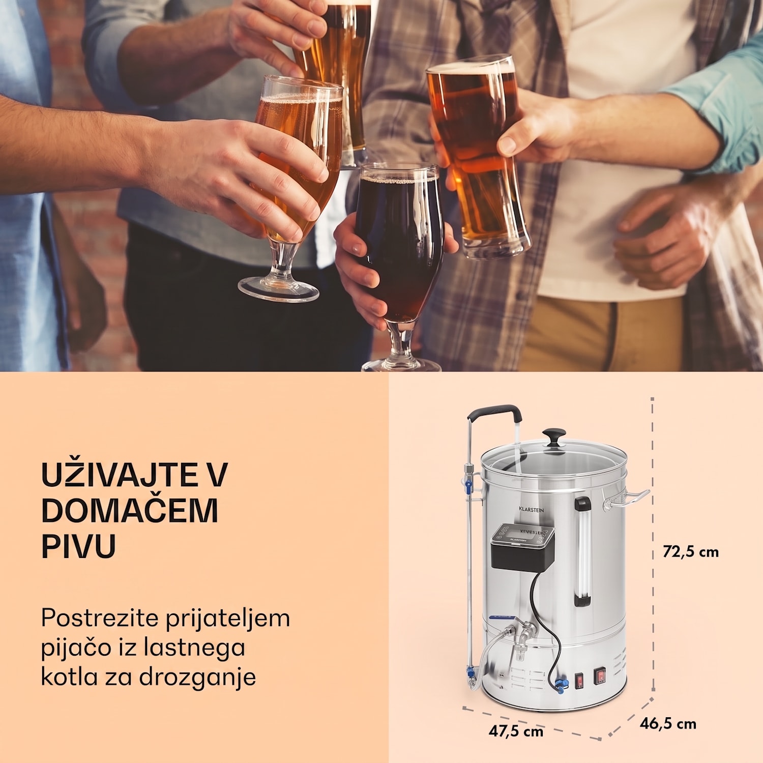 Bojler Brauheld Smart 35 2500W 35L 100°C obtočna črpalka iz nerjavečega jekla 35 L | Nerjaveče jeklo