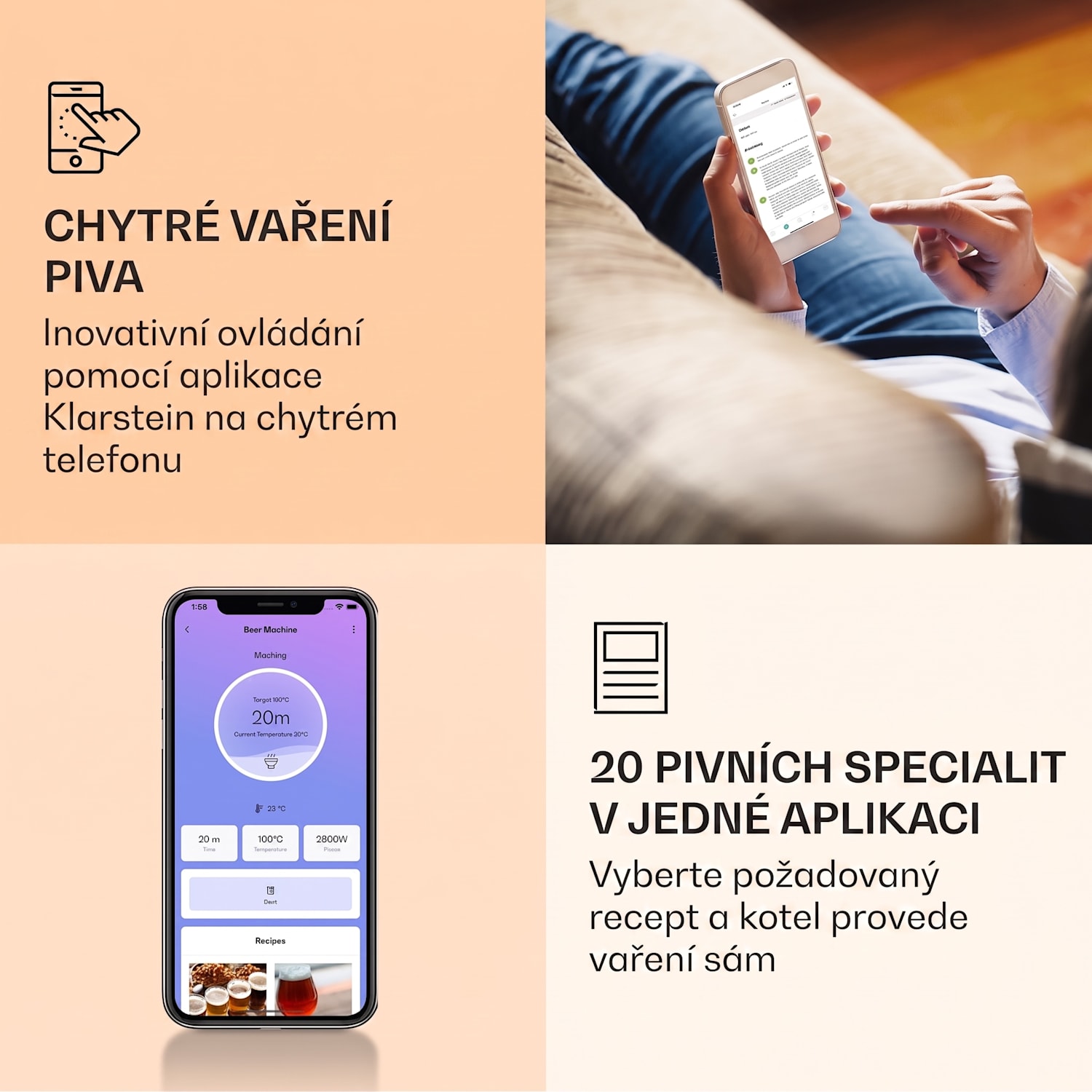 Brauheld Smart 65, sladový kotel, 65 l, 2500 W, 100 °C, oběhové čerpadlo, nerezová ocel 65 L | Nerezová ocel
