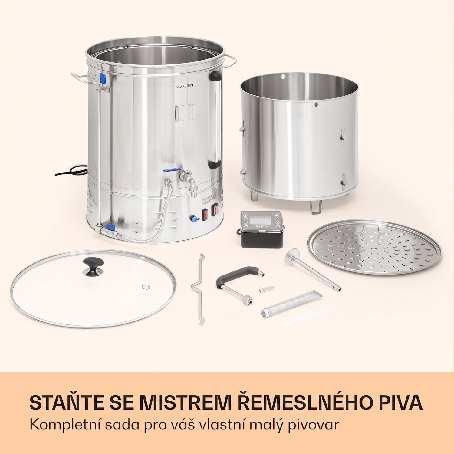 Brauheld Smart 65, sladový kotel, 65 l, 2500 W, 100 °C, oběhové čerpadlo, nerezová ocel 65 L | Nerezová ocel