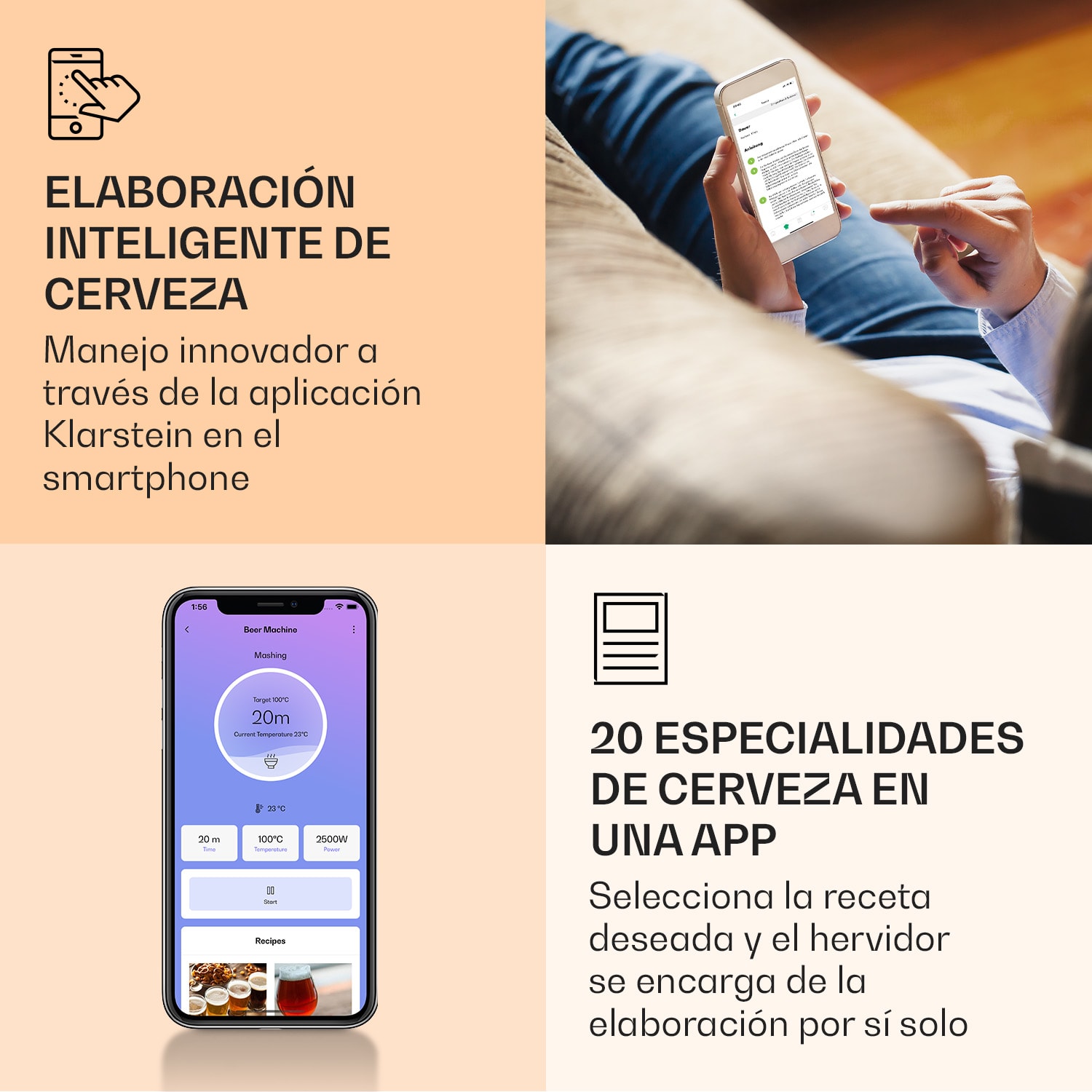 Brauheld Smart 65 Caldero de maceración 2500W 65L 100°C Bomba de circulación Acero inoxidable  65 L | Acero Inoxidable